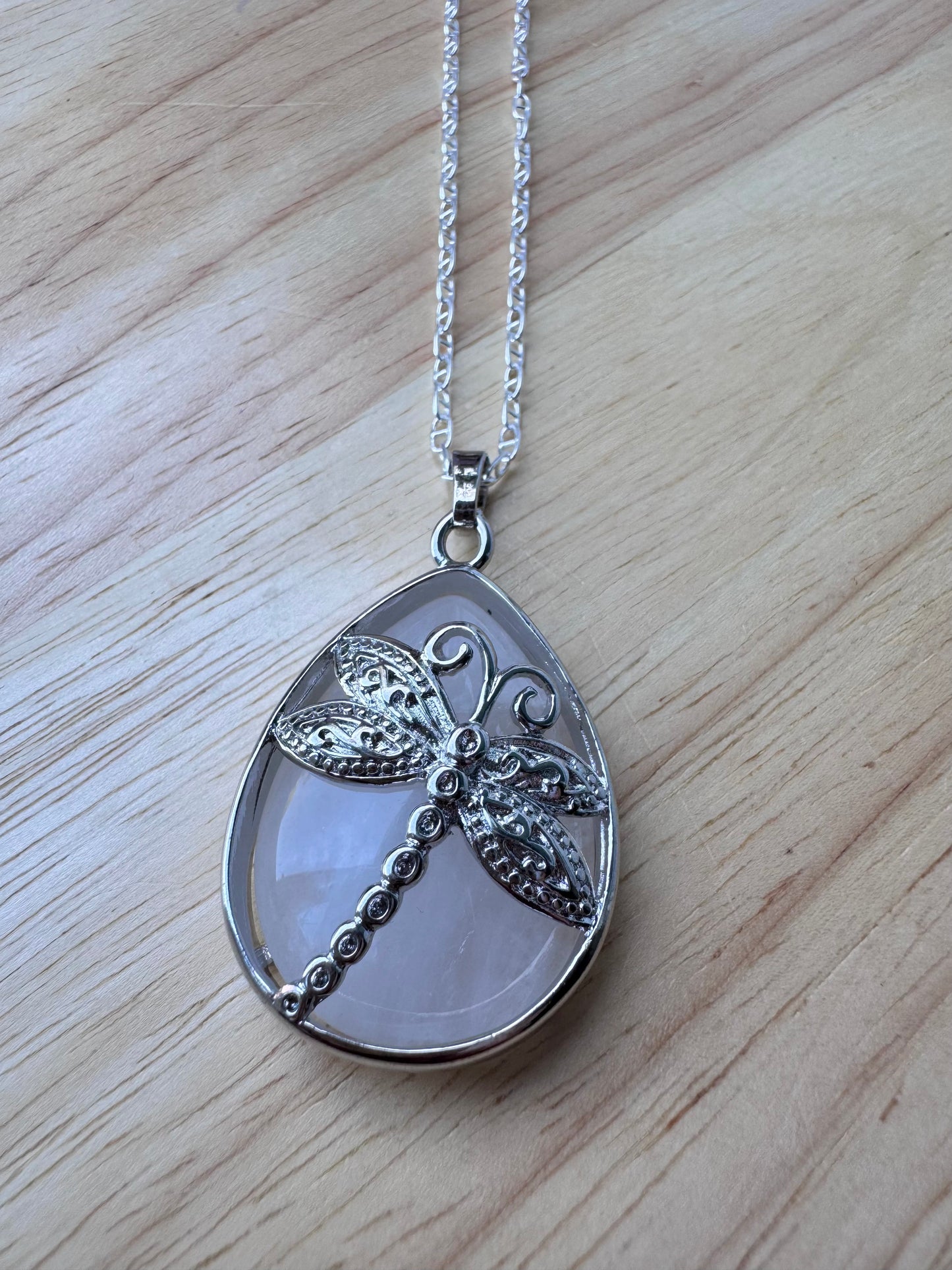 rock crystal dragonfly pendant necklace