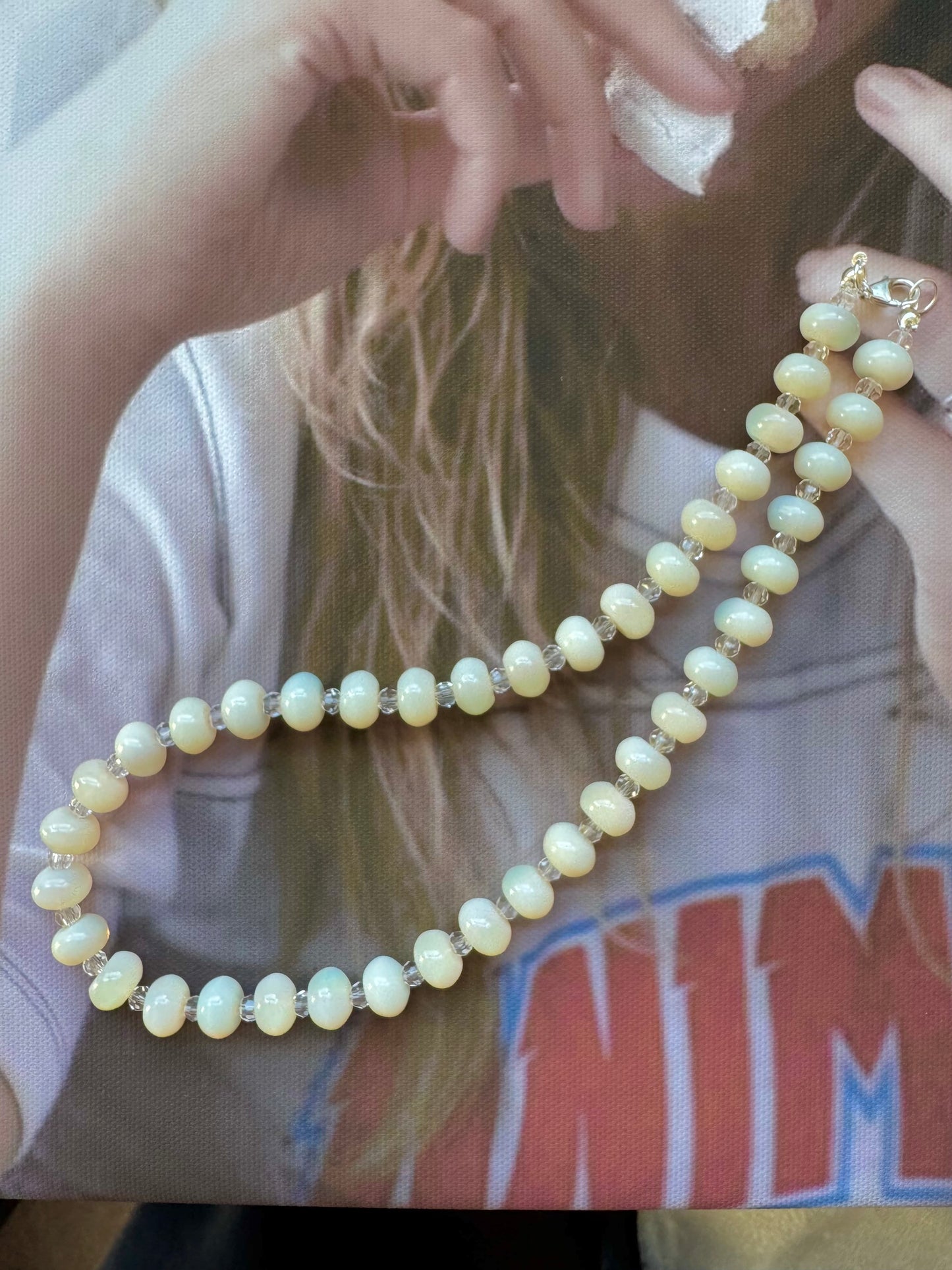 cream opaline bead necklace