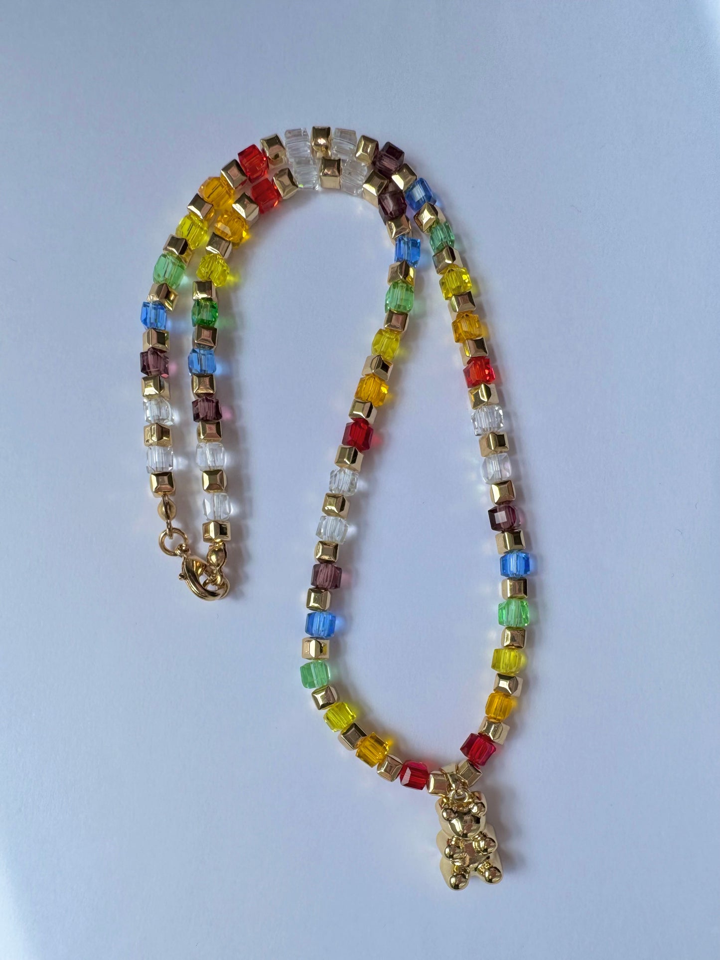 gold gummy bear rainbow necklace