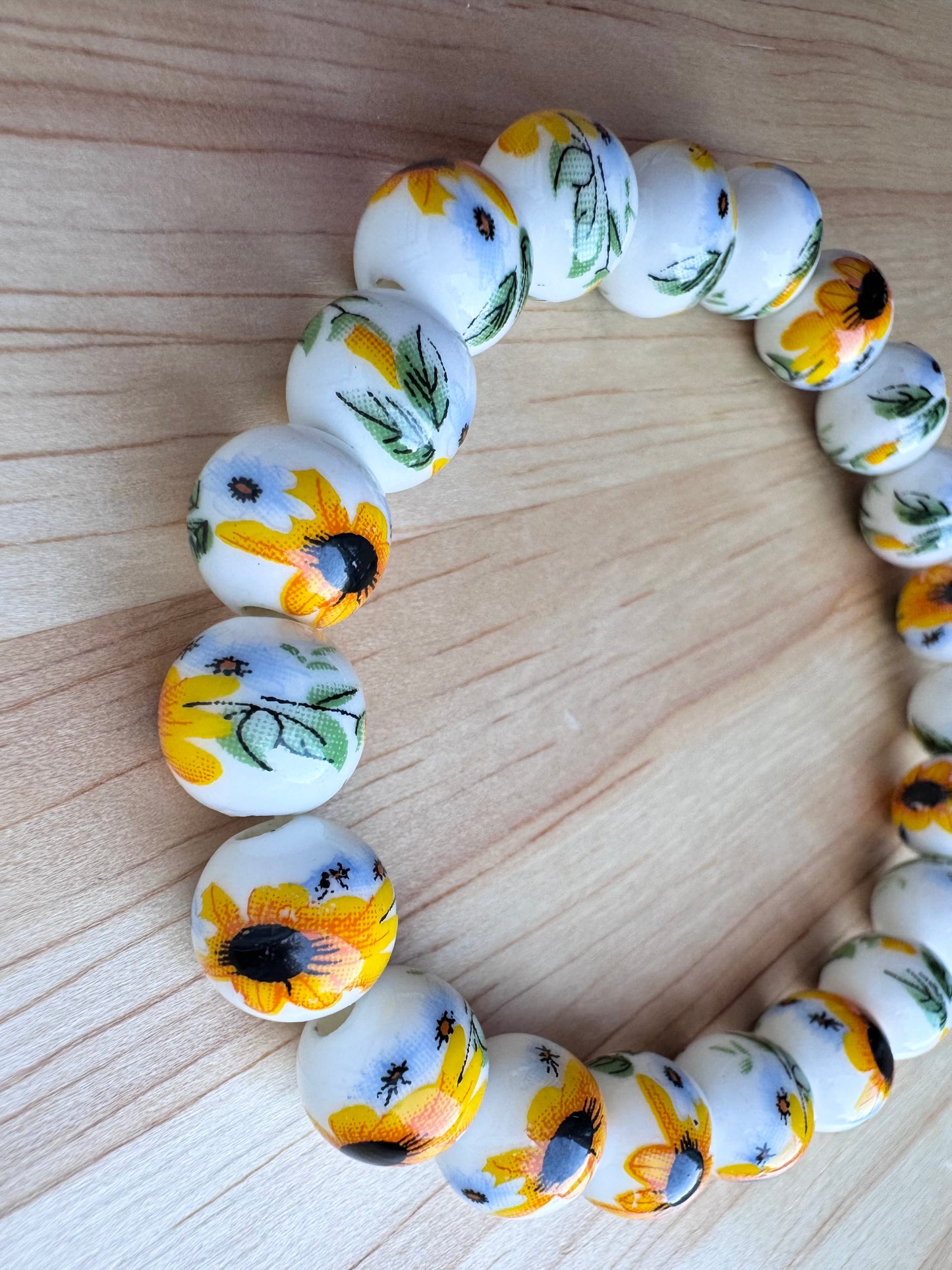 summer flower ceramic bead bracelet