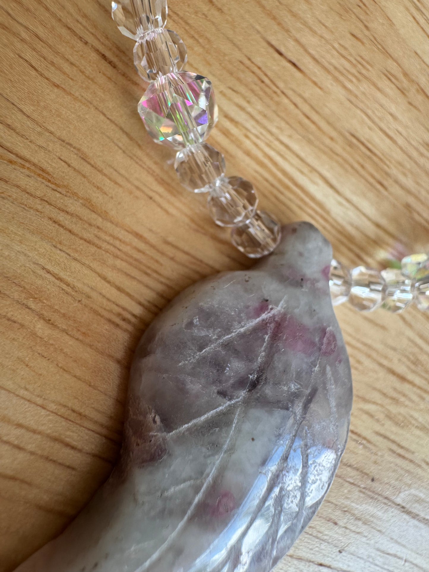 Lilac Jasper leaf pendant necklace