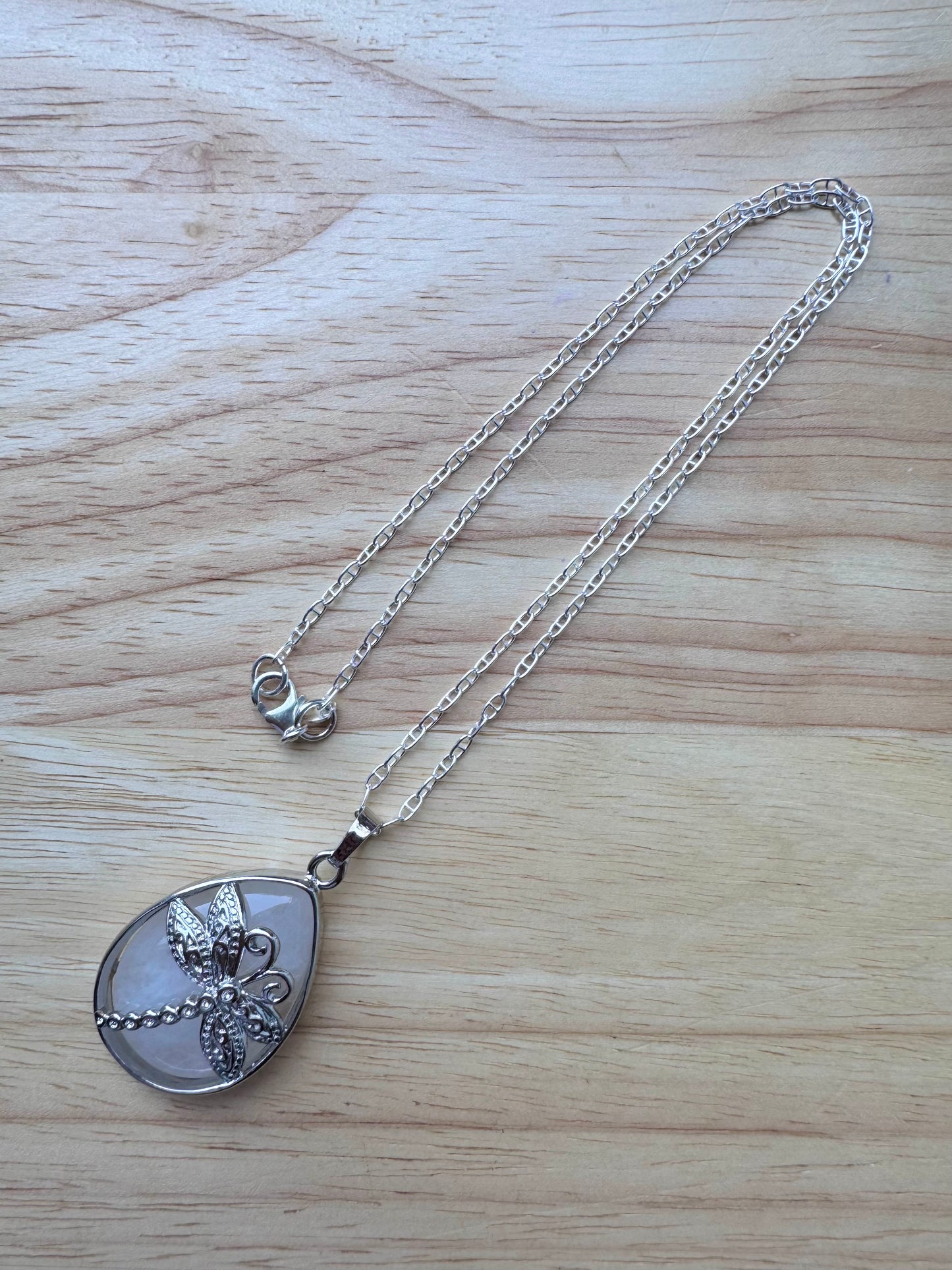 rock crystal dragonfly pendant necklace
