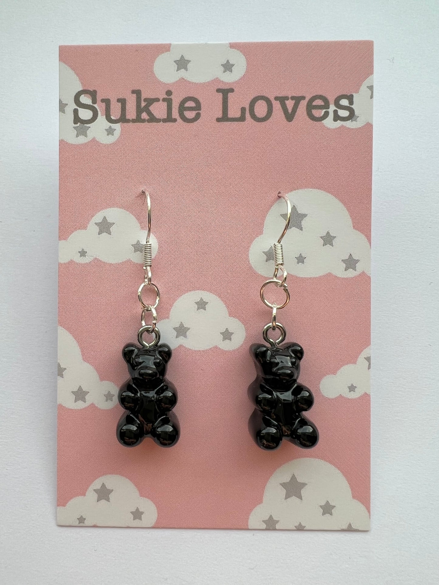 Black gummy bear earrings