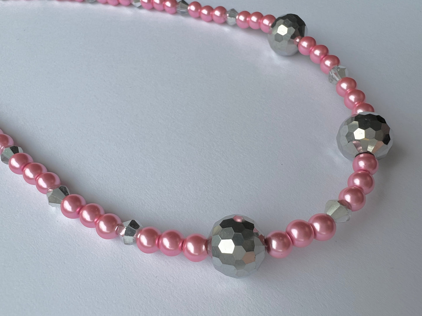 Disco ball pink necklace