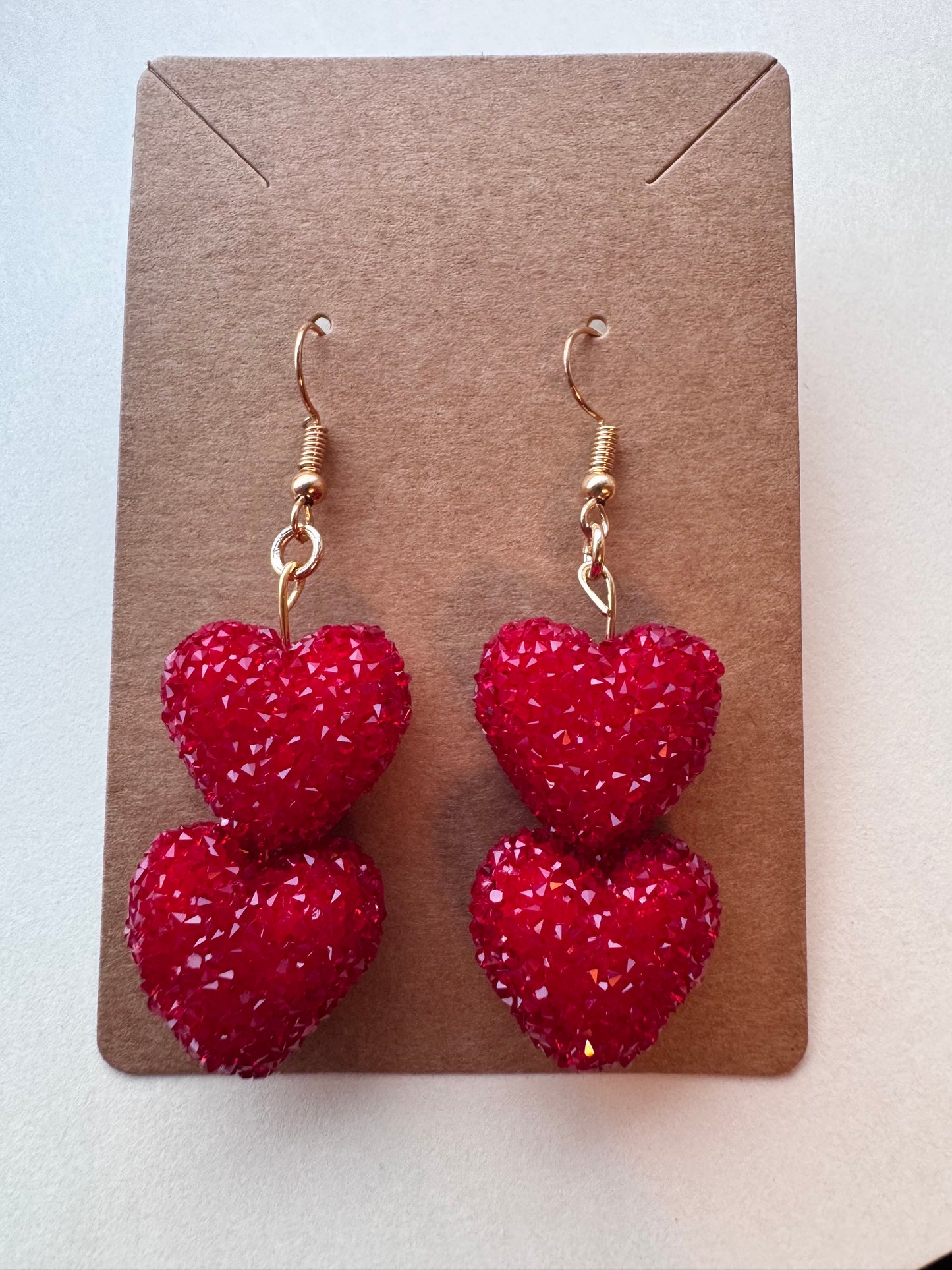 red sugar candy heart earrings