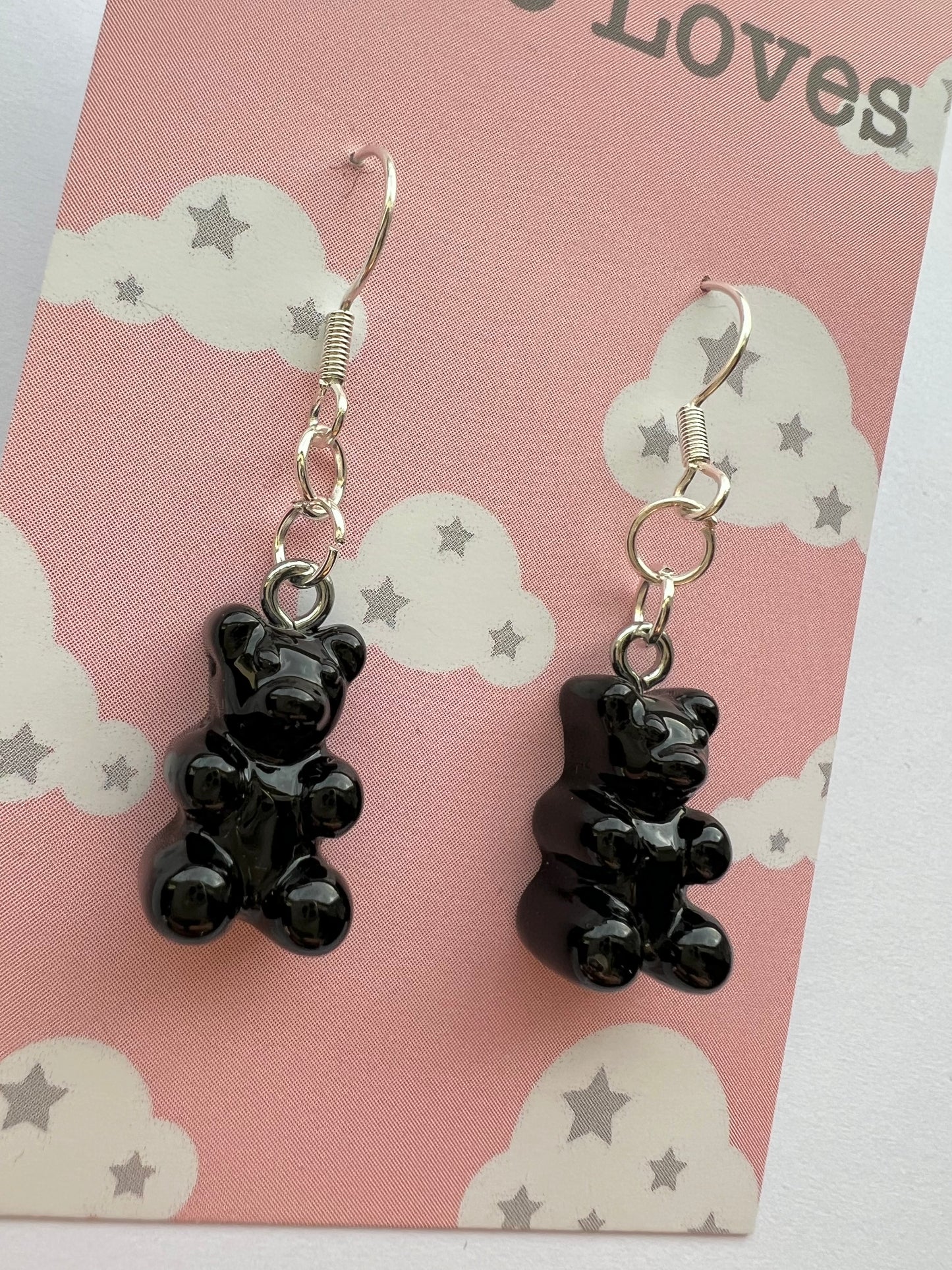 Black gummy bear earrings