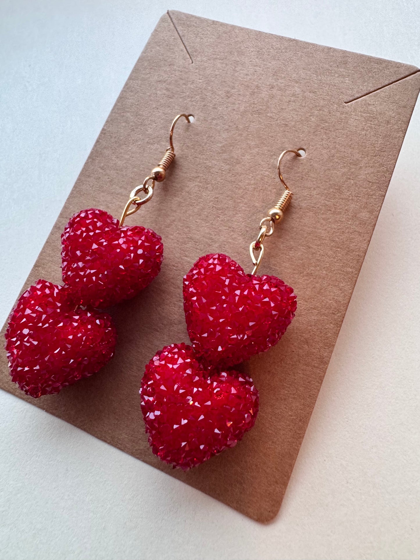 red sugar candy heart earrings