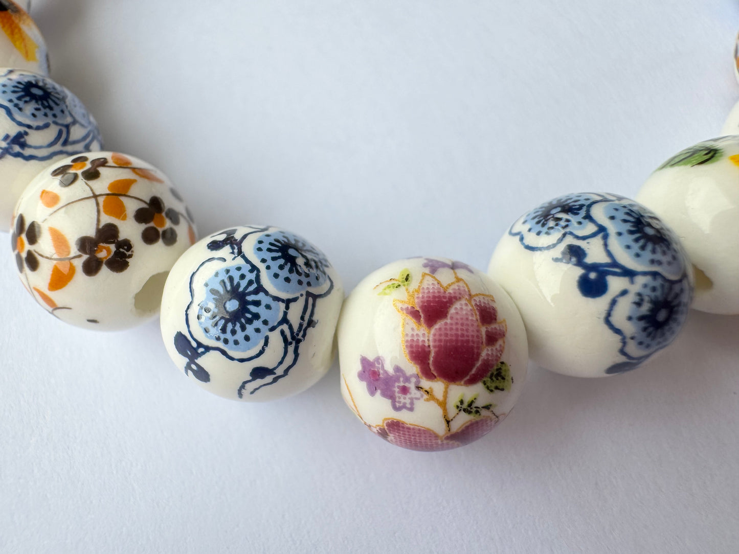 ceramic flower bead bracelet