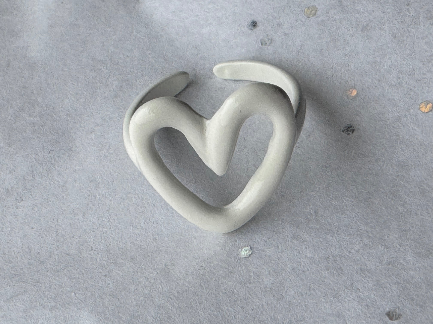 white enamel heart ring
