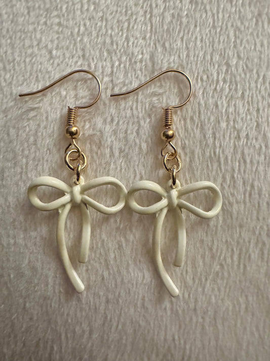 cream enamel bow earrings