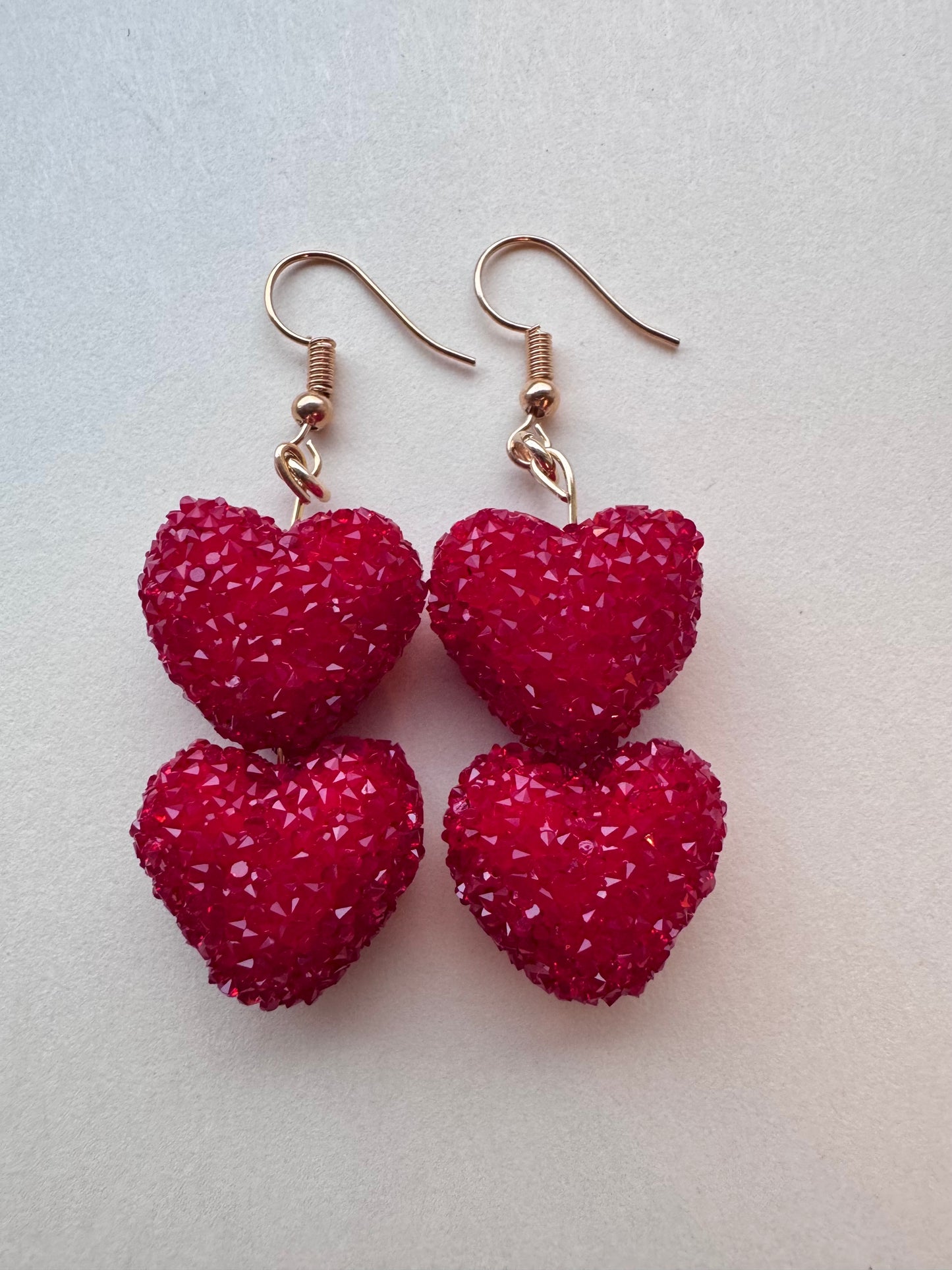 red sugar candy heart earrings