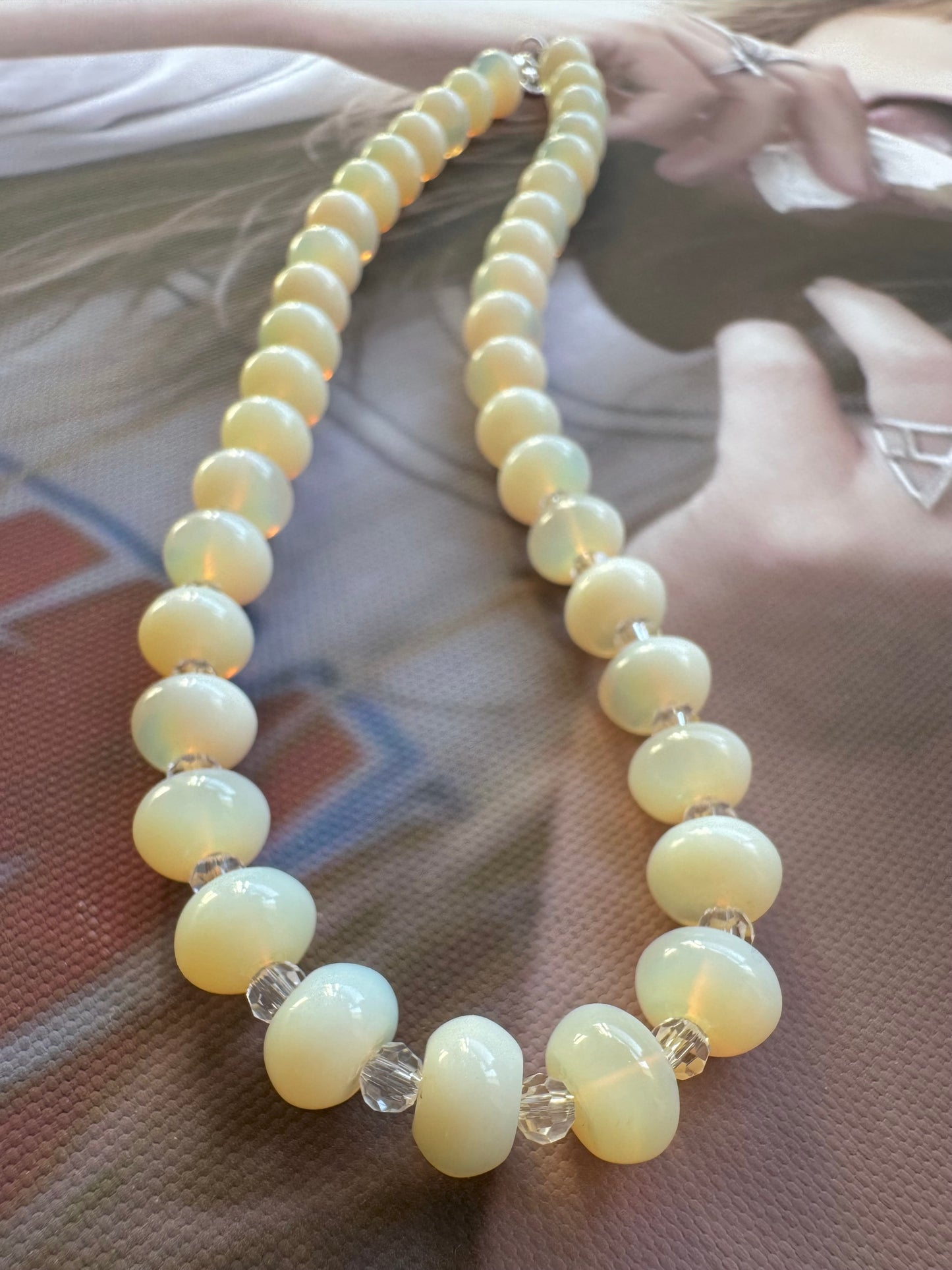 cream opaline bead necklace