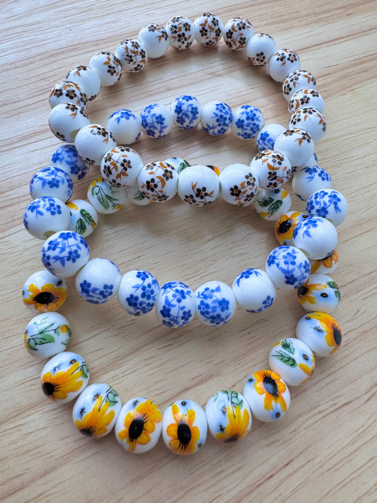 summer flower ceramic bead bracelet