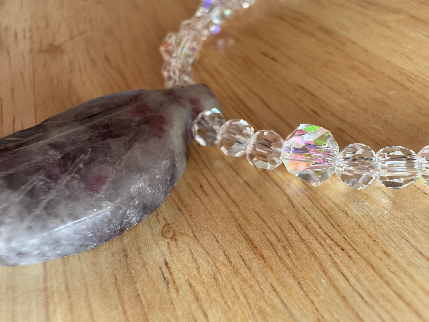 Lilac Jasper leaf pendant necklace