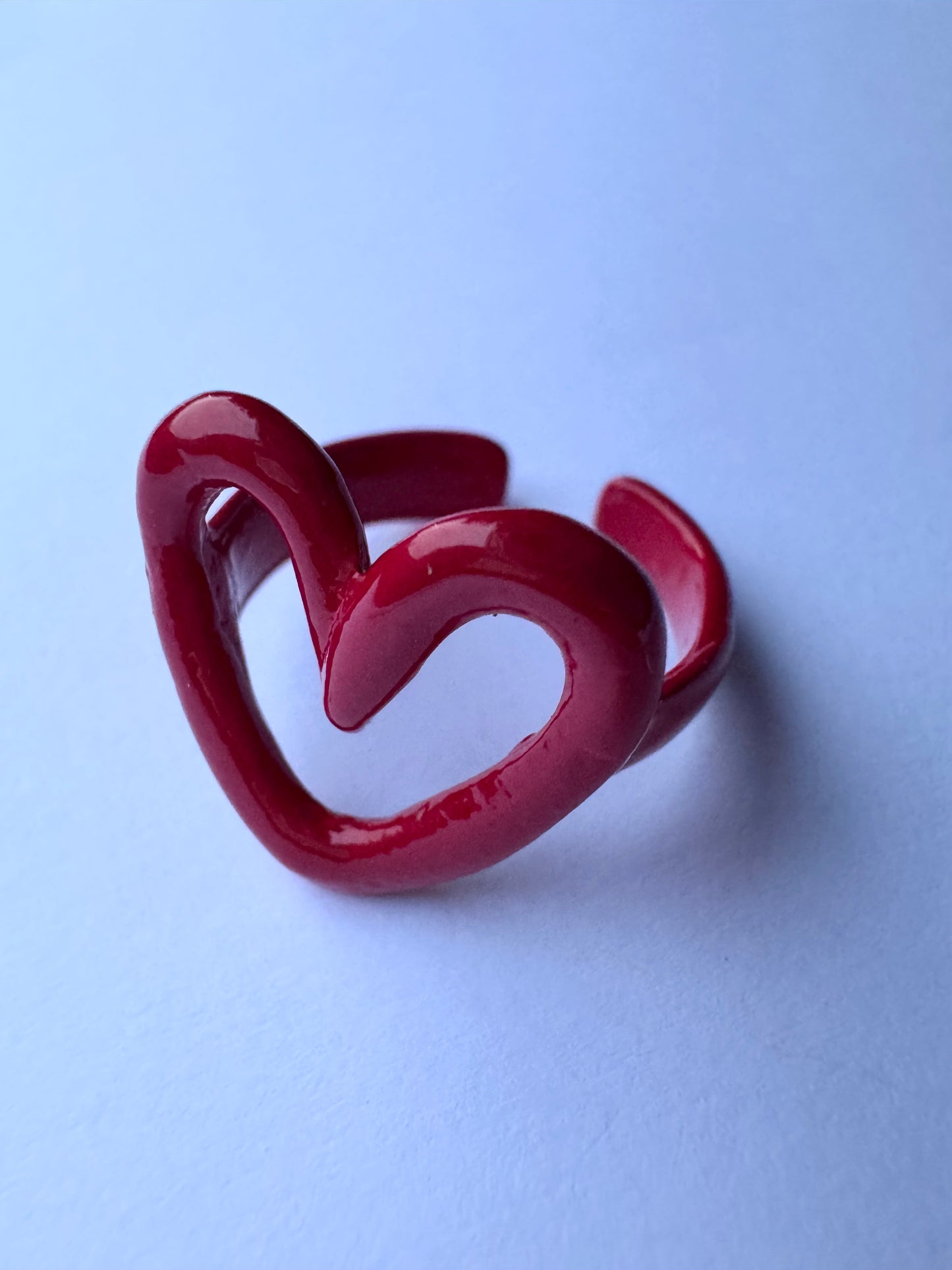 red enamel heart ring