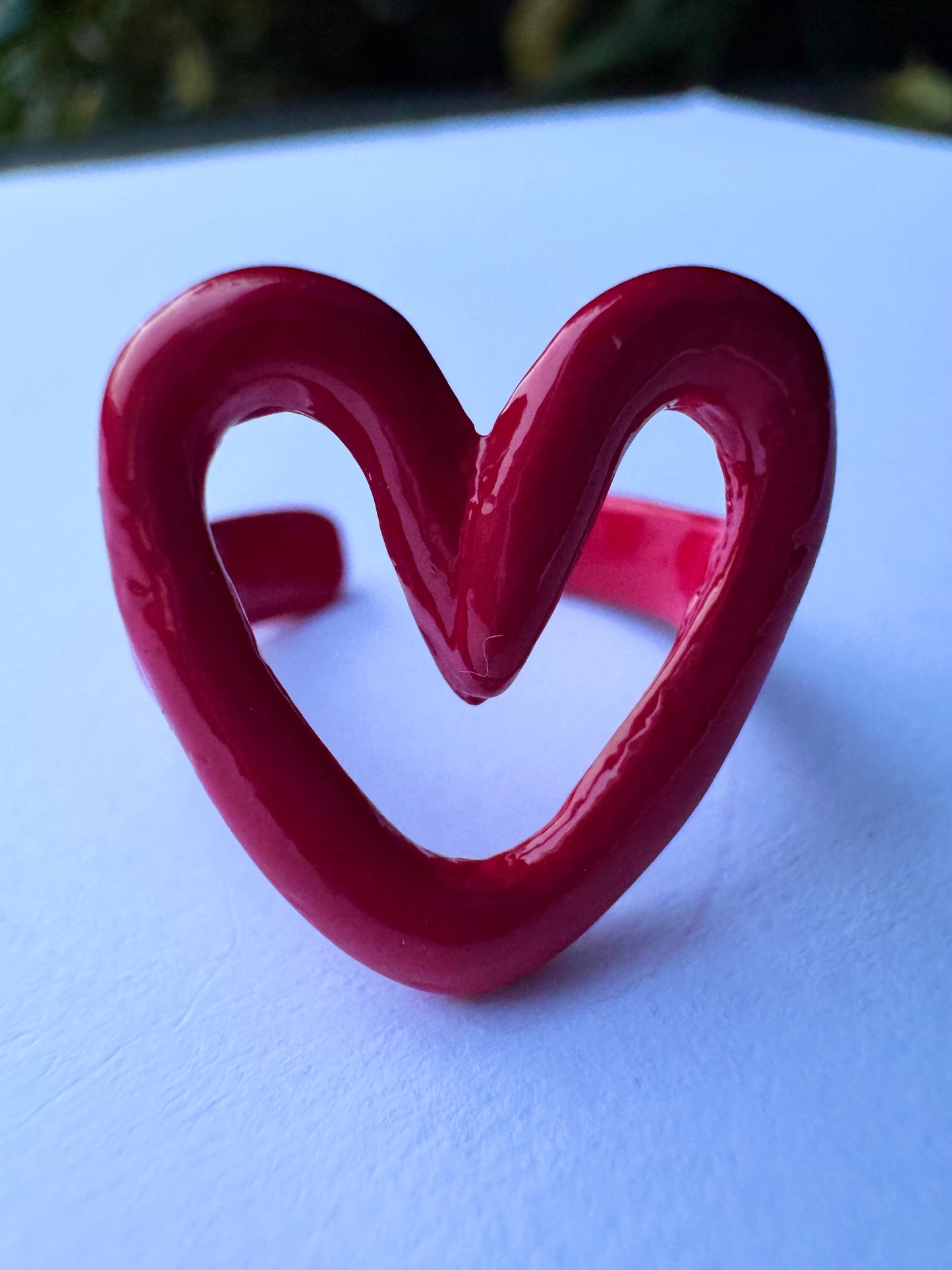 red enamel heart ring