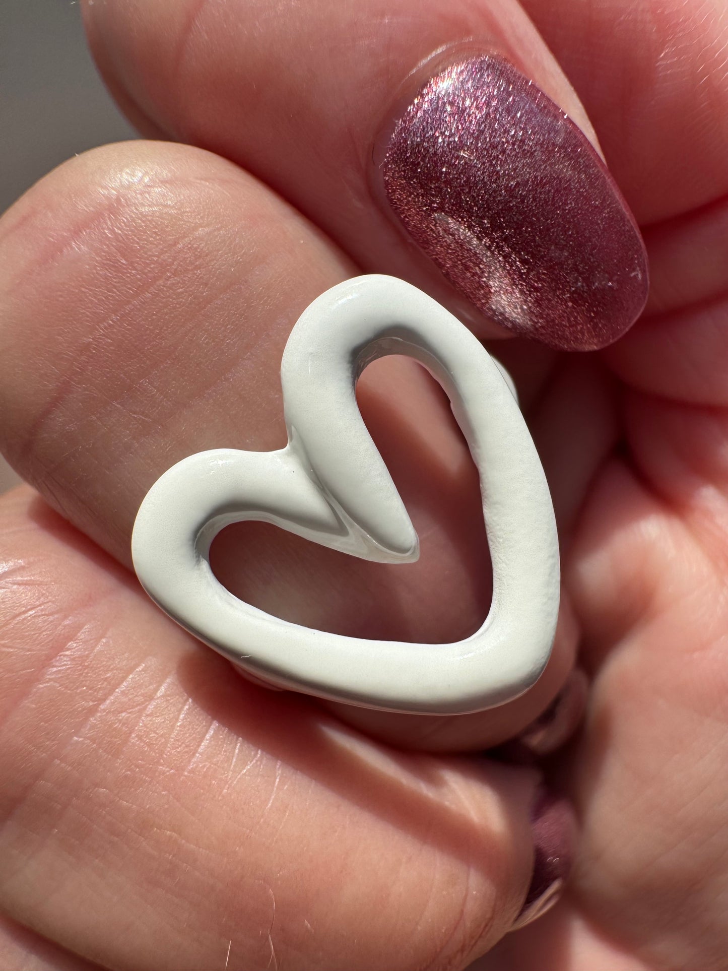white enamel heart ring
