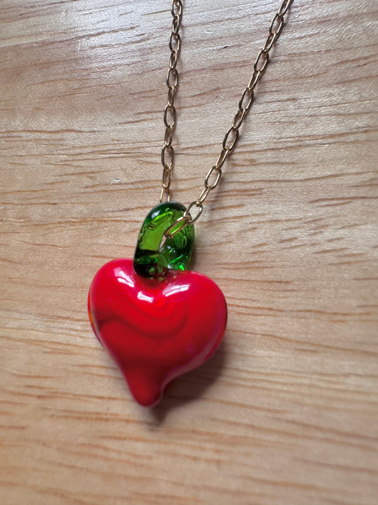 Chilli heart gold necklace