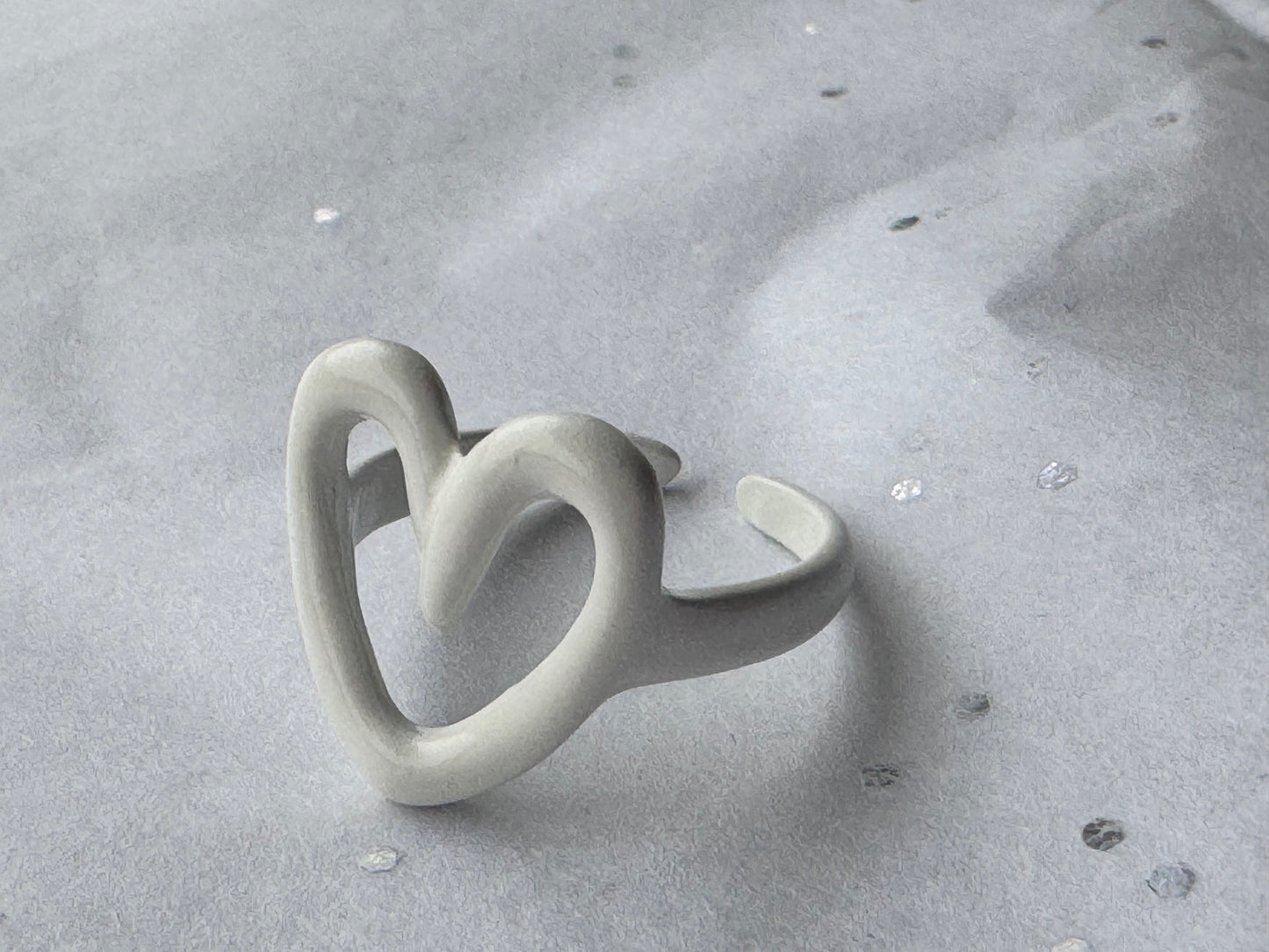 white enamel heart ring