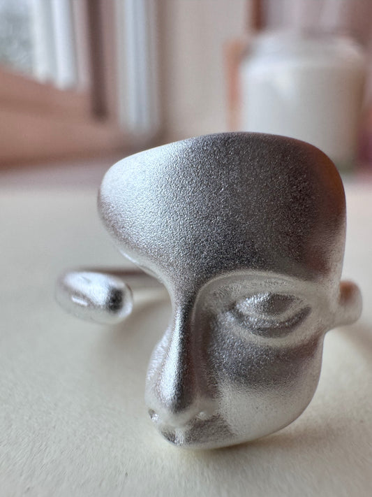 silver face ring