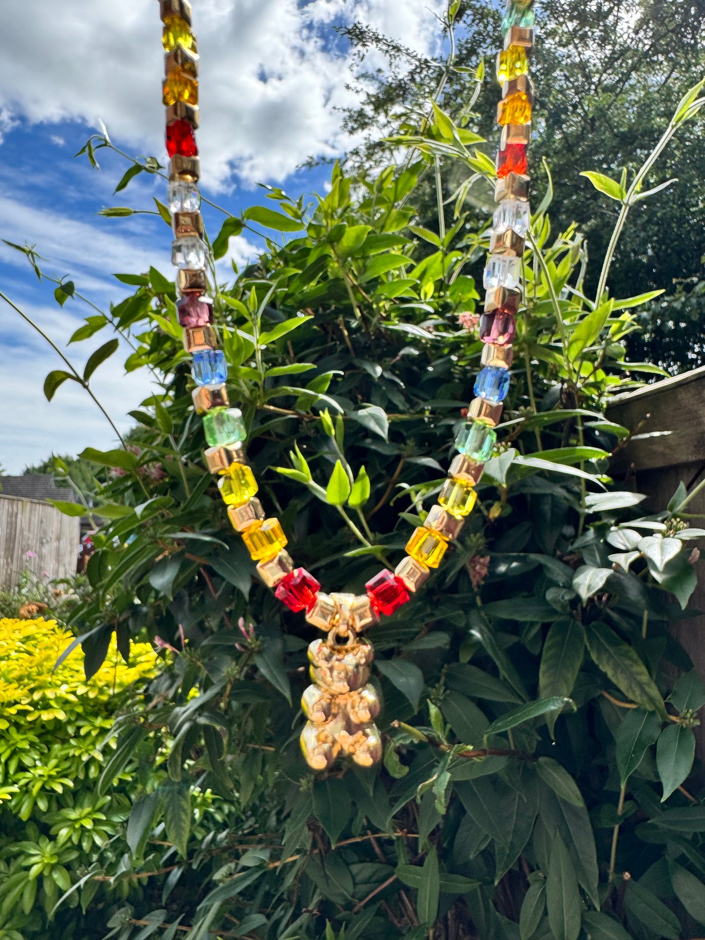 gold gummy bear rainbow necklace