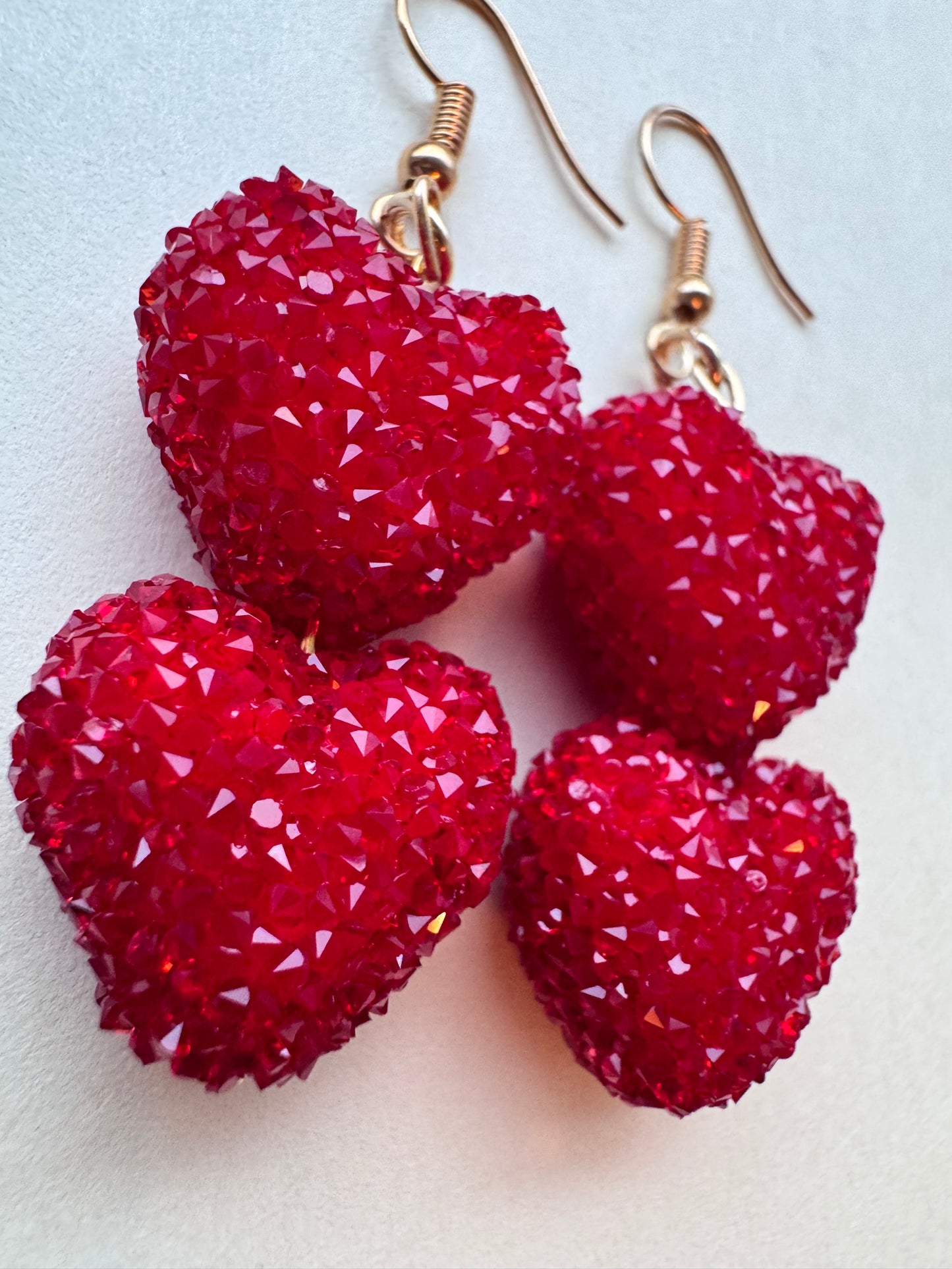 red sugar candy heart earrings