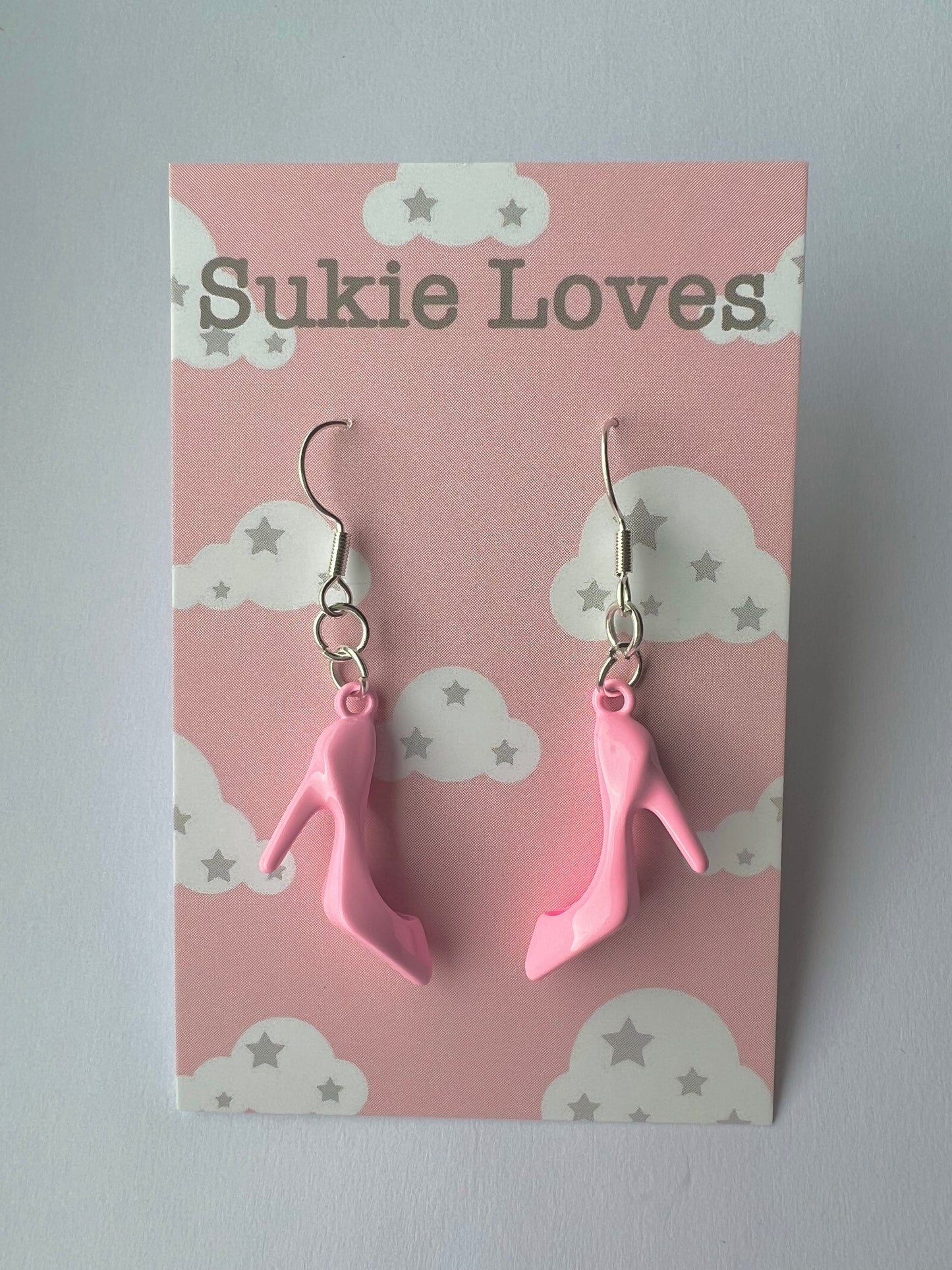 Barbie pink shoes earrings