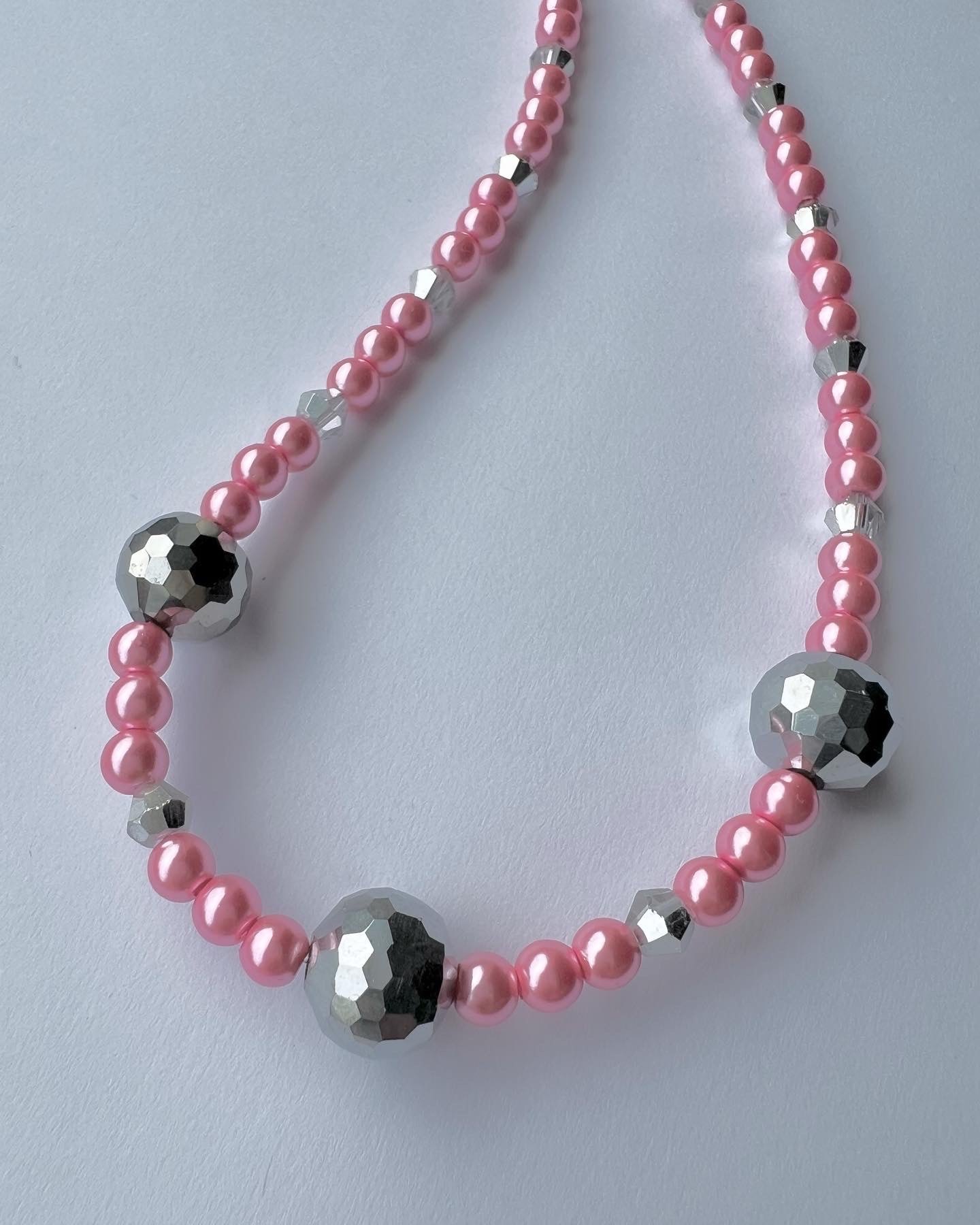 Disco ball pink necklace