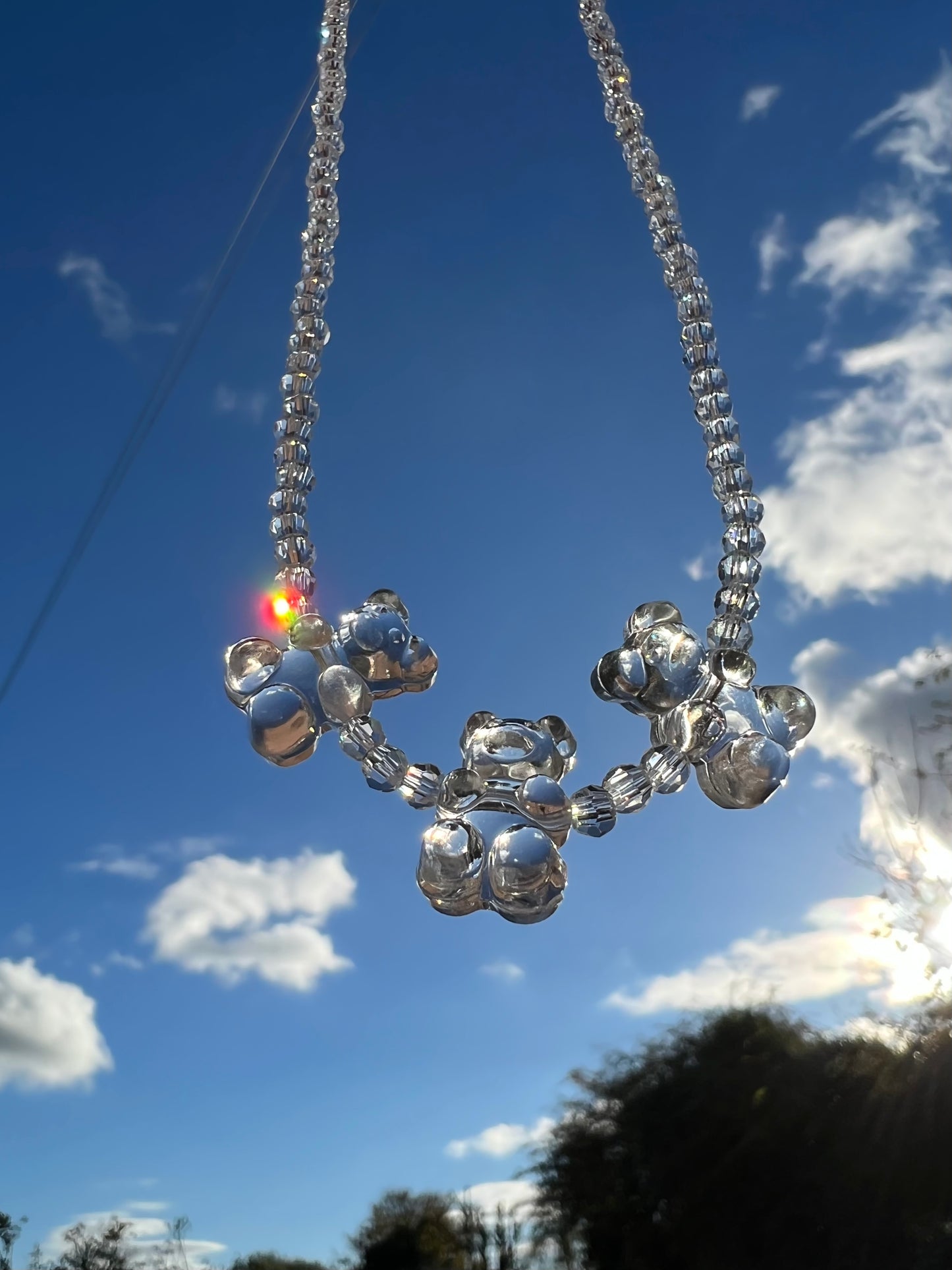 Crystal clear gummy bear necklace