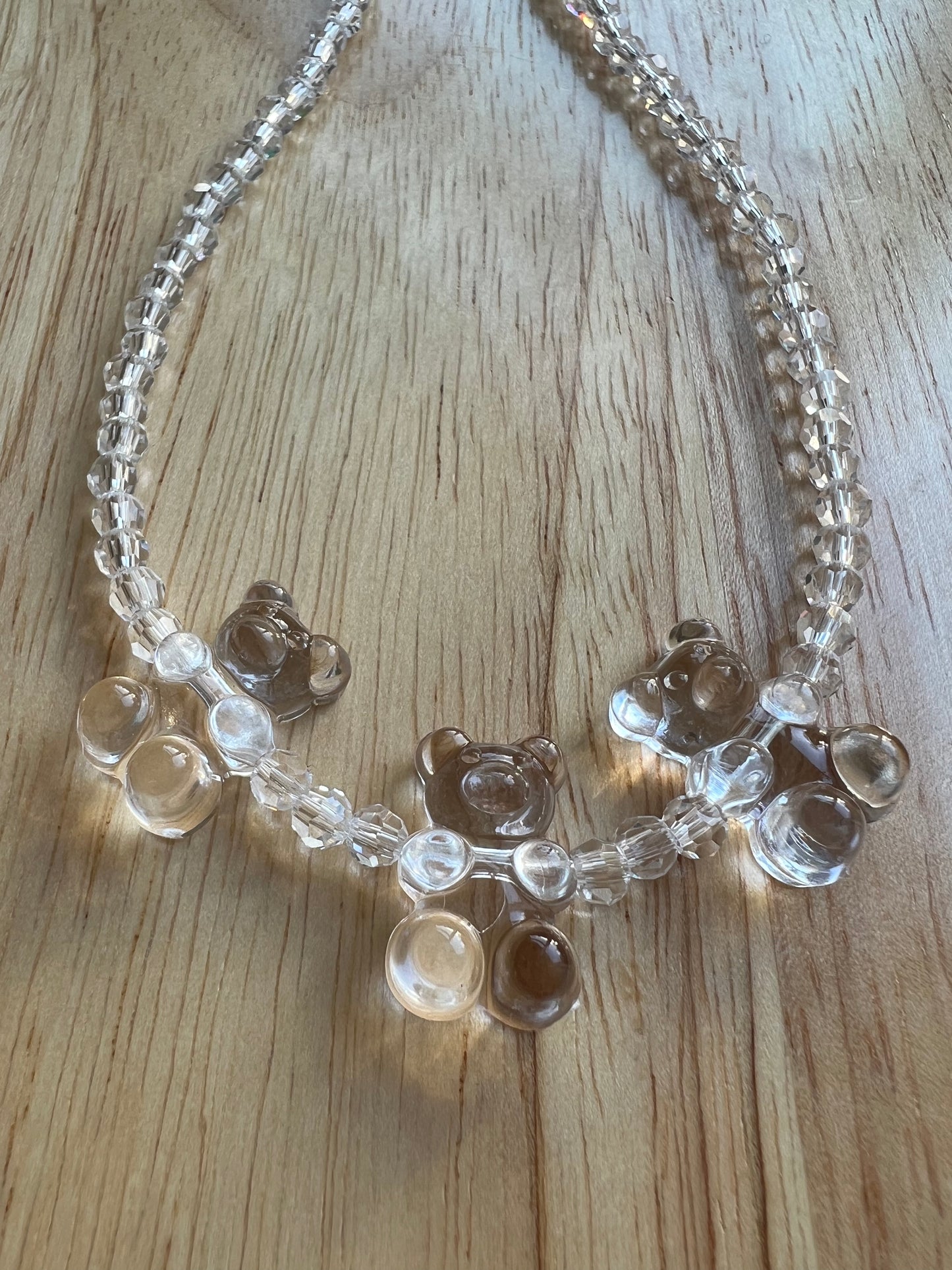 Crystal clear gummy bear necklace