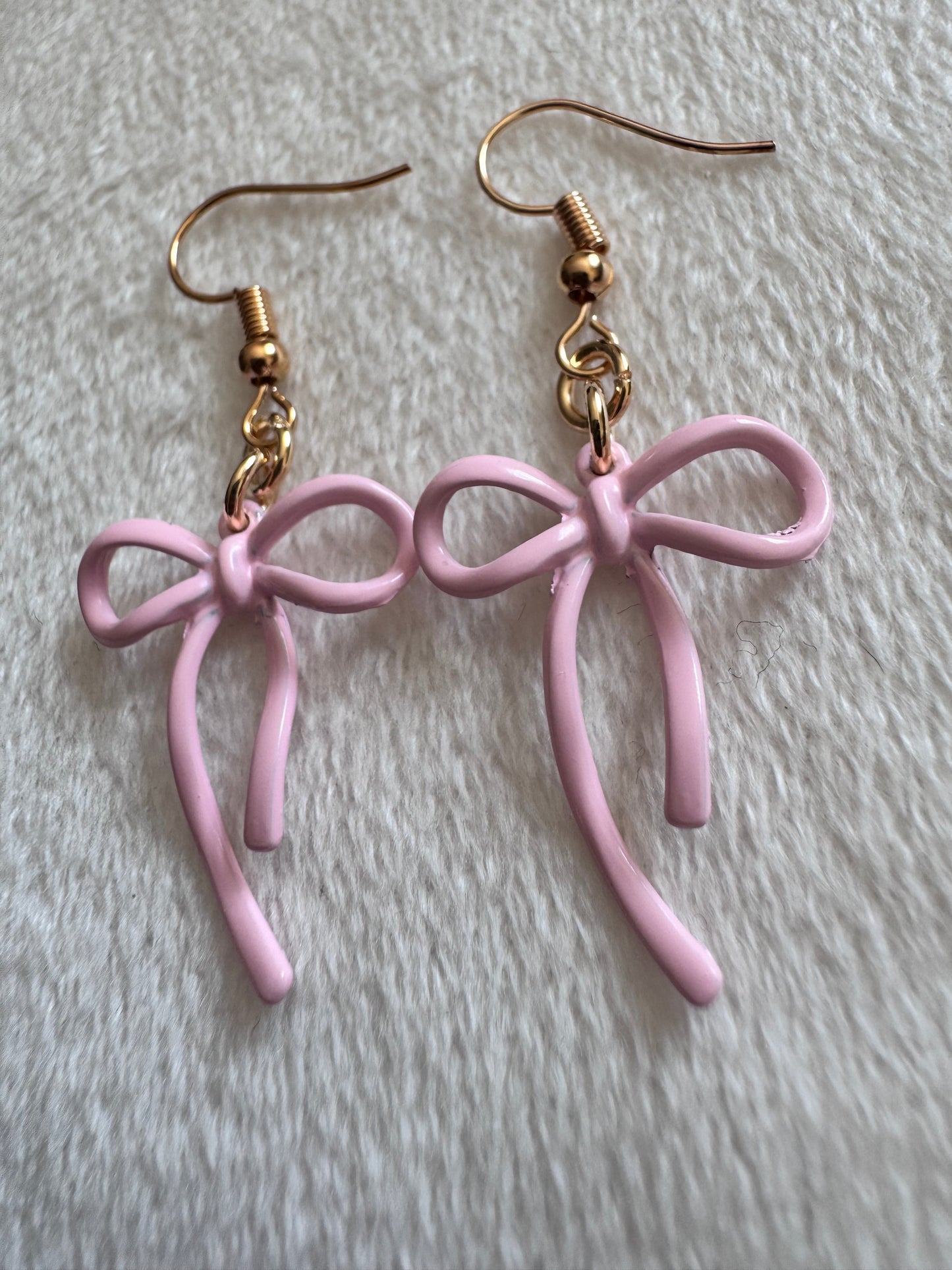 pink enamel bow earrings