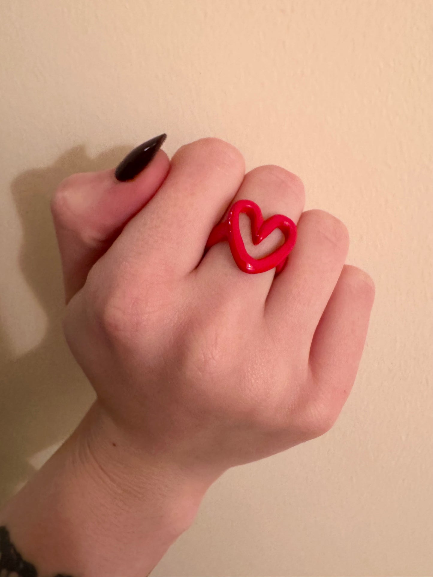 red enamel heart ring