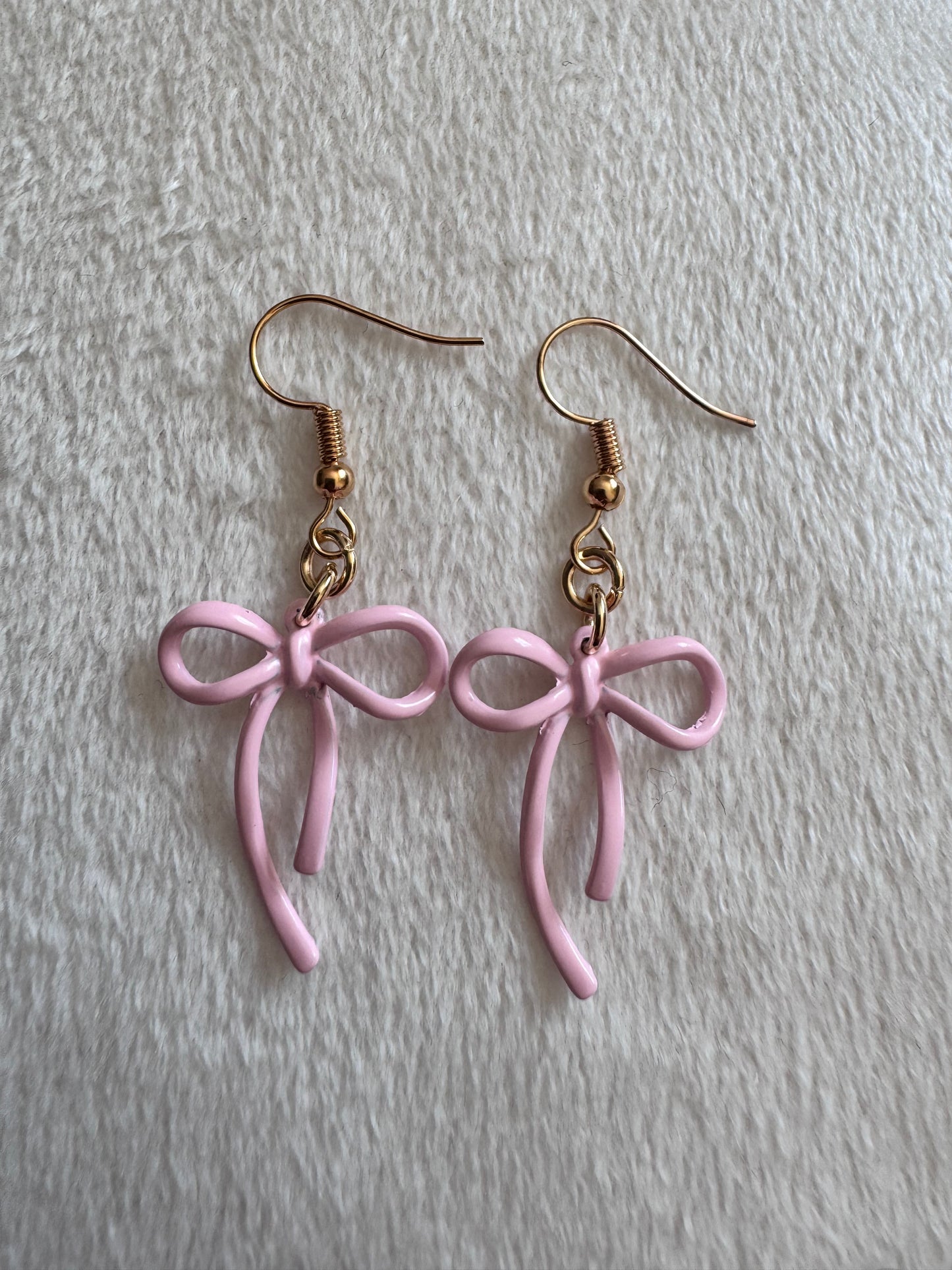 pink enamel bow earrings