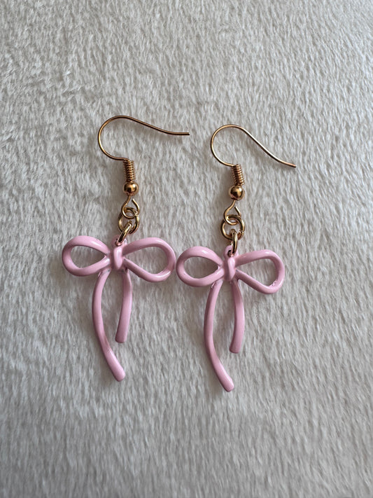 pink enamel bow earrings