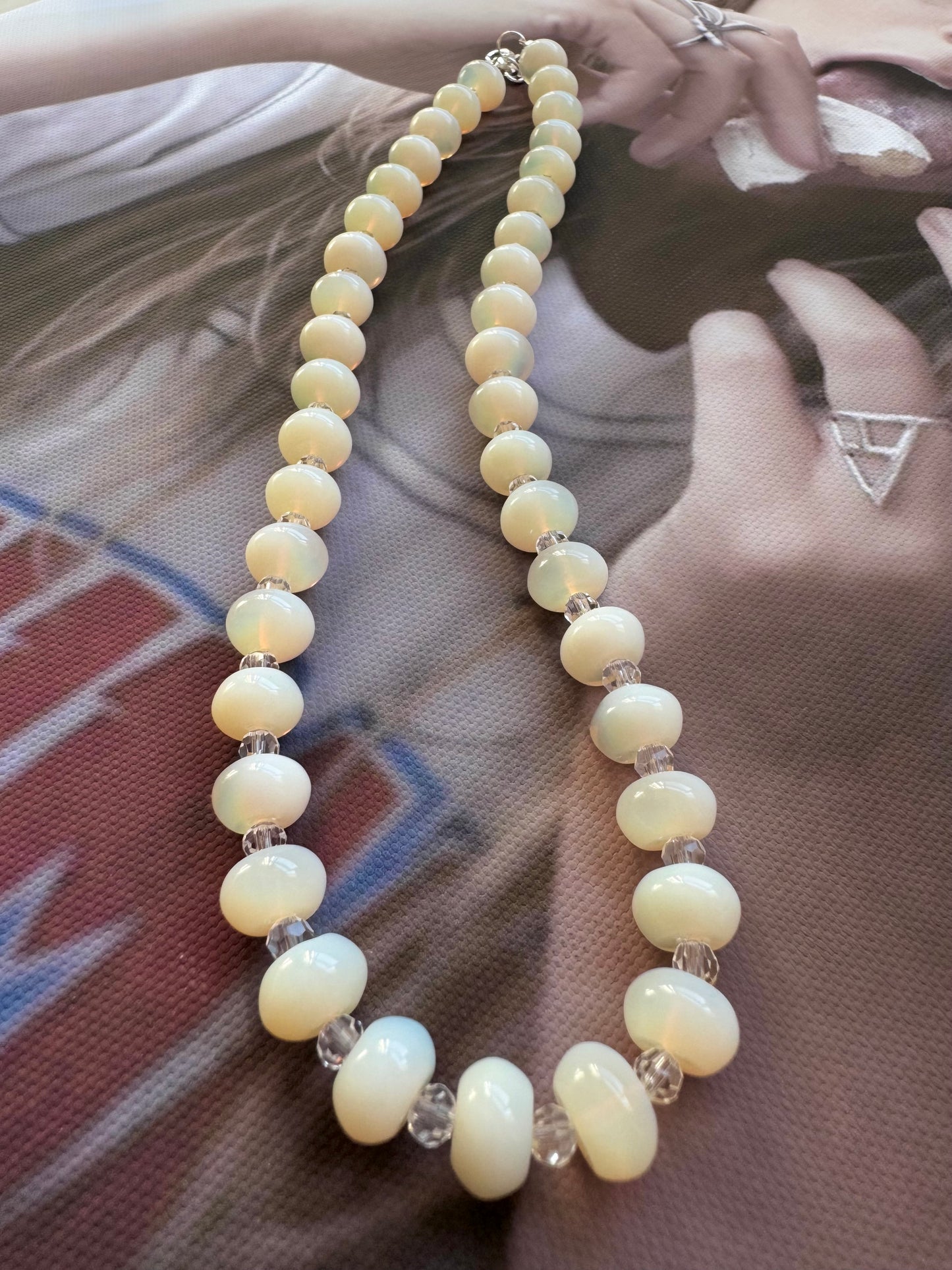 cream opaline bead necklace