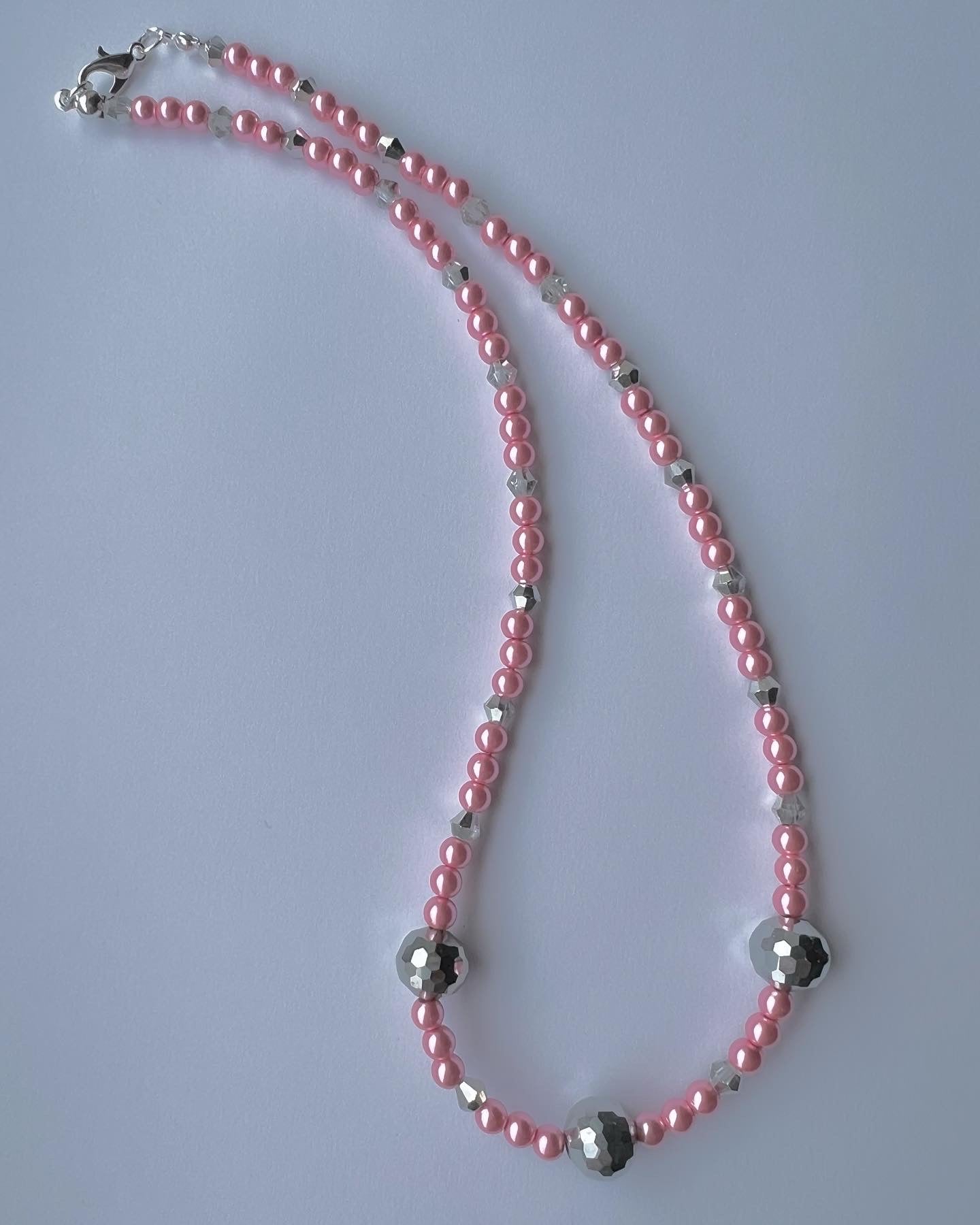 Disco ball pink necklace