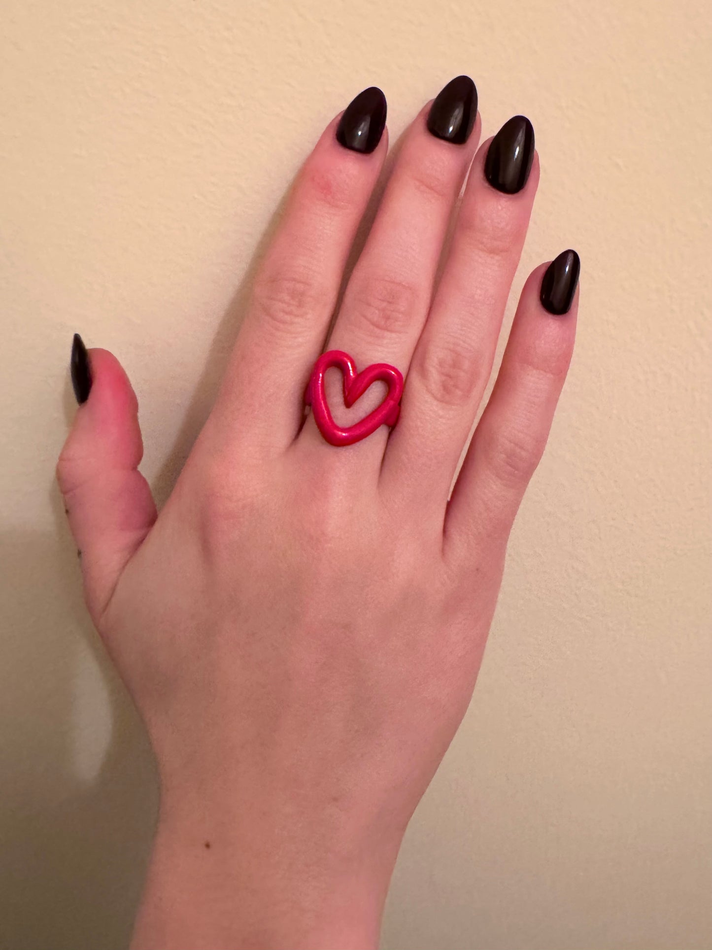 red enamel heart ring