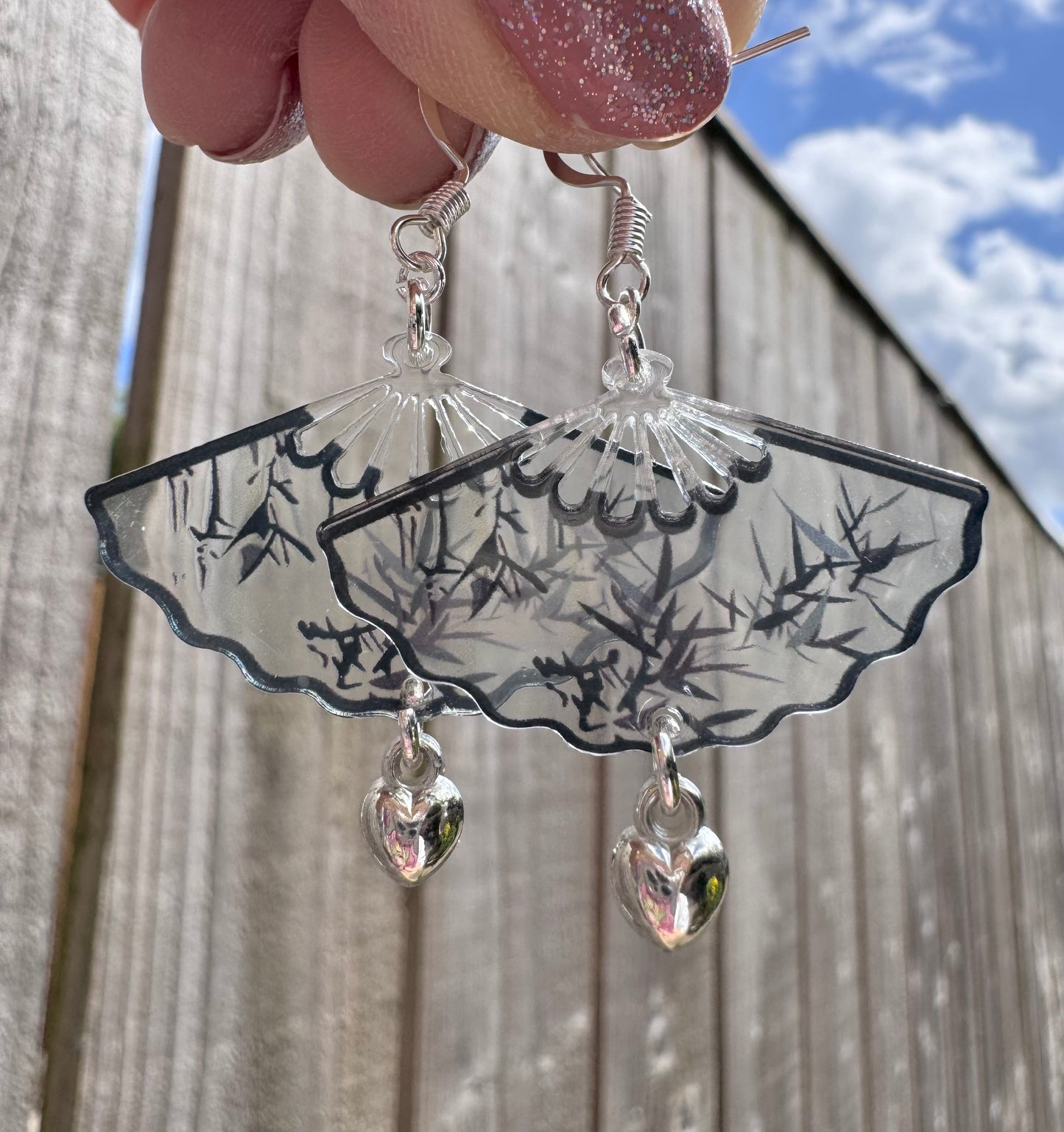 oriental fan earrings