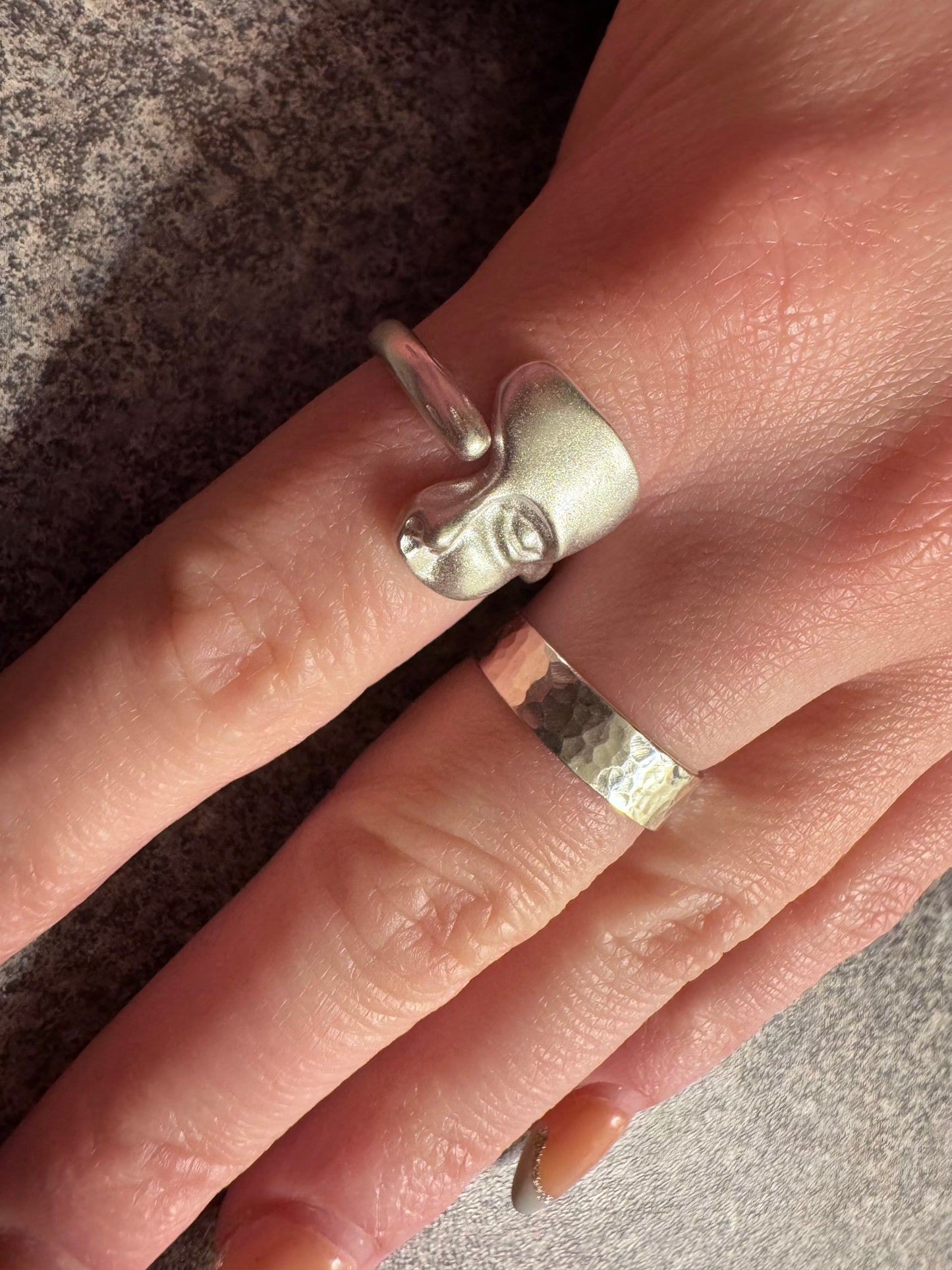 silver face ring