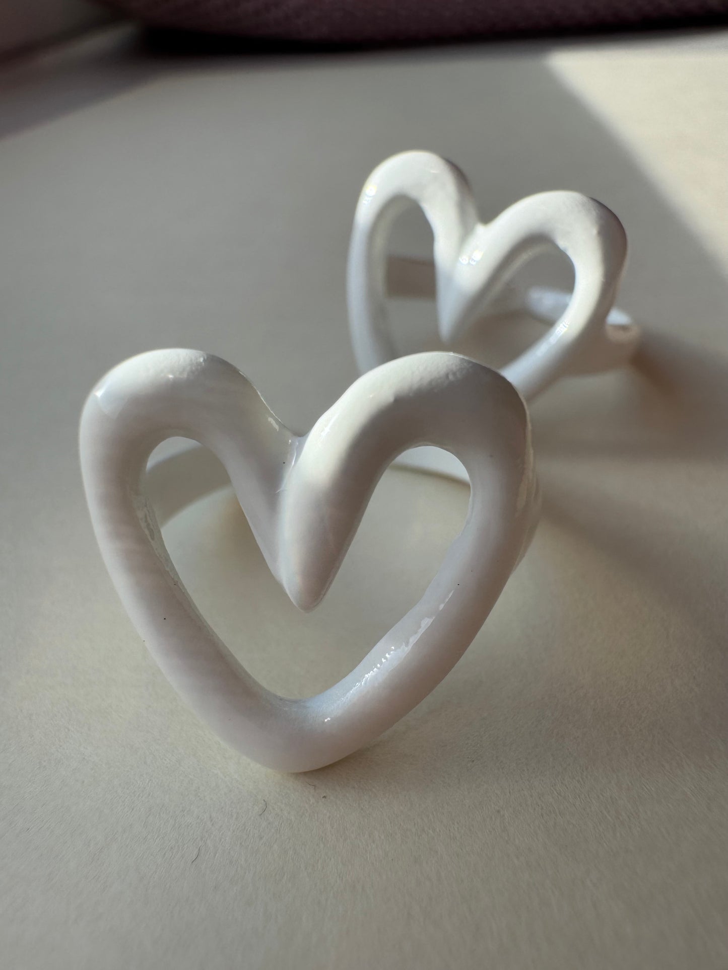 white enamel heart ring