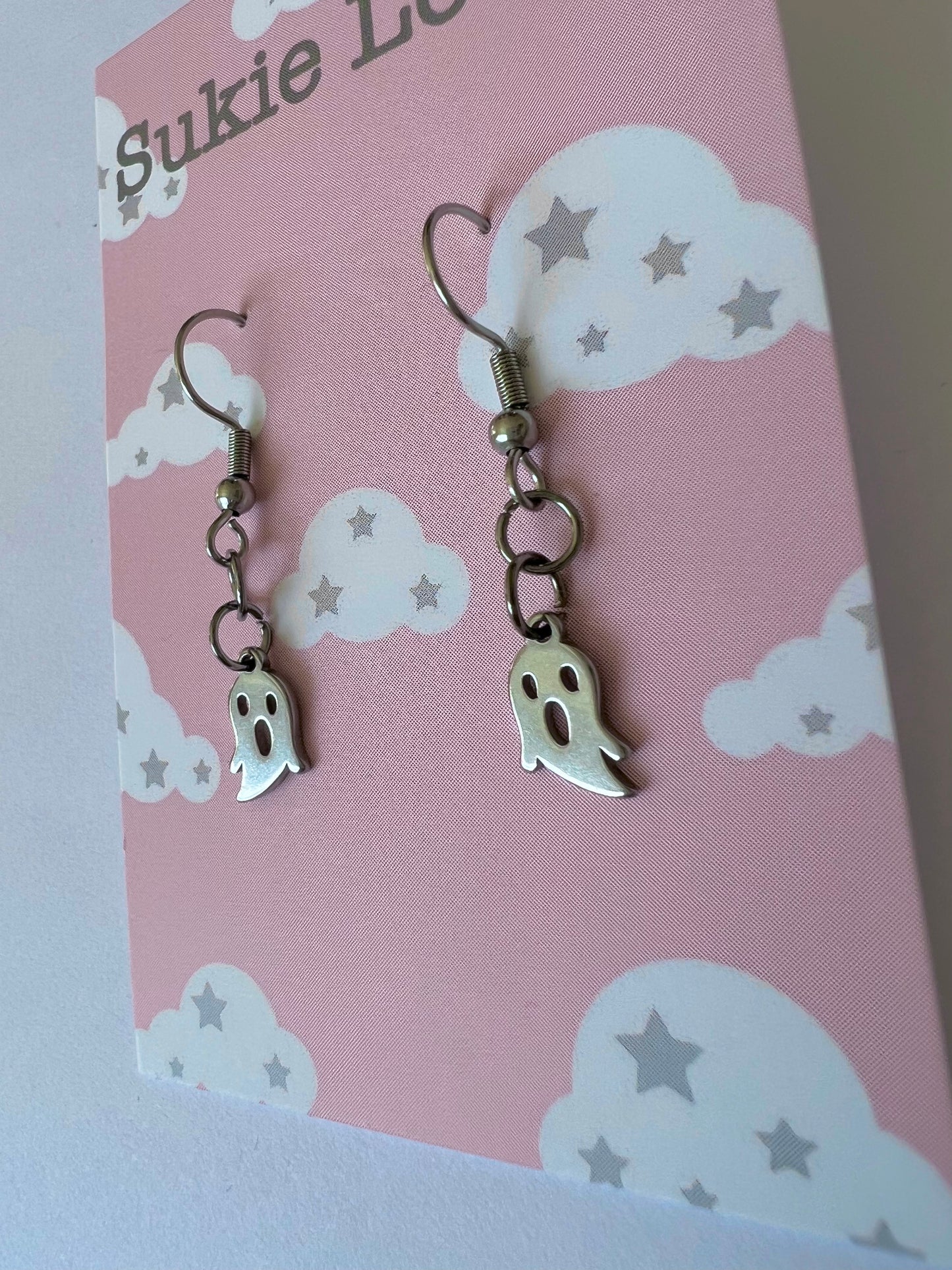 Silver ghost earrings