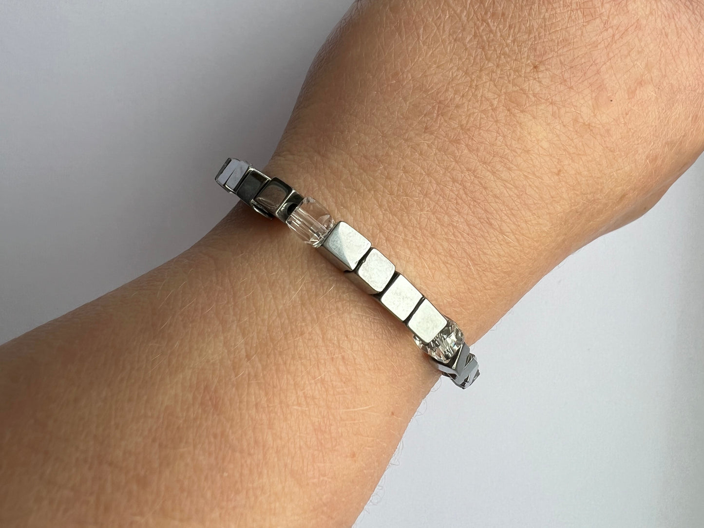 Hematite cube bracelet