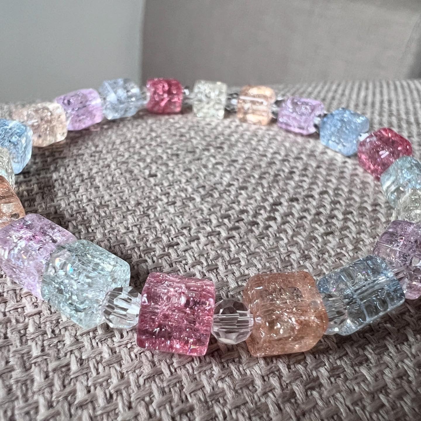 Glitter pastel cube bracelet