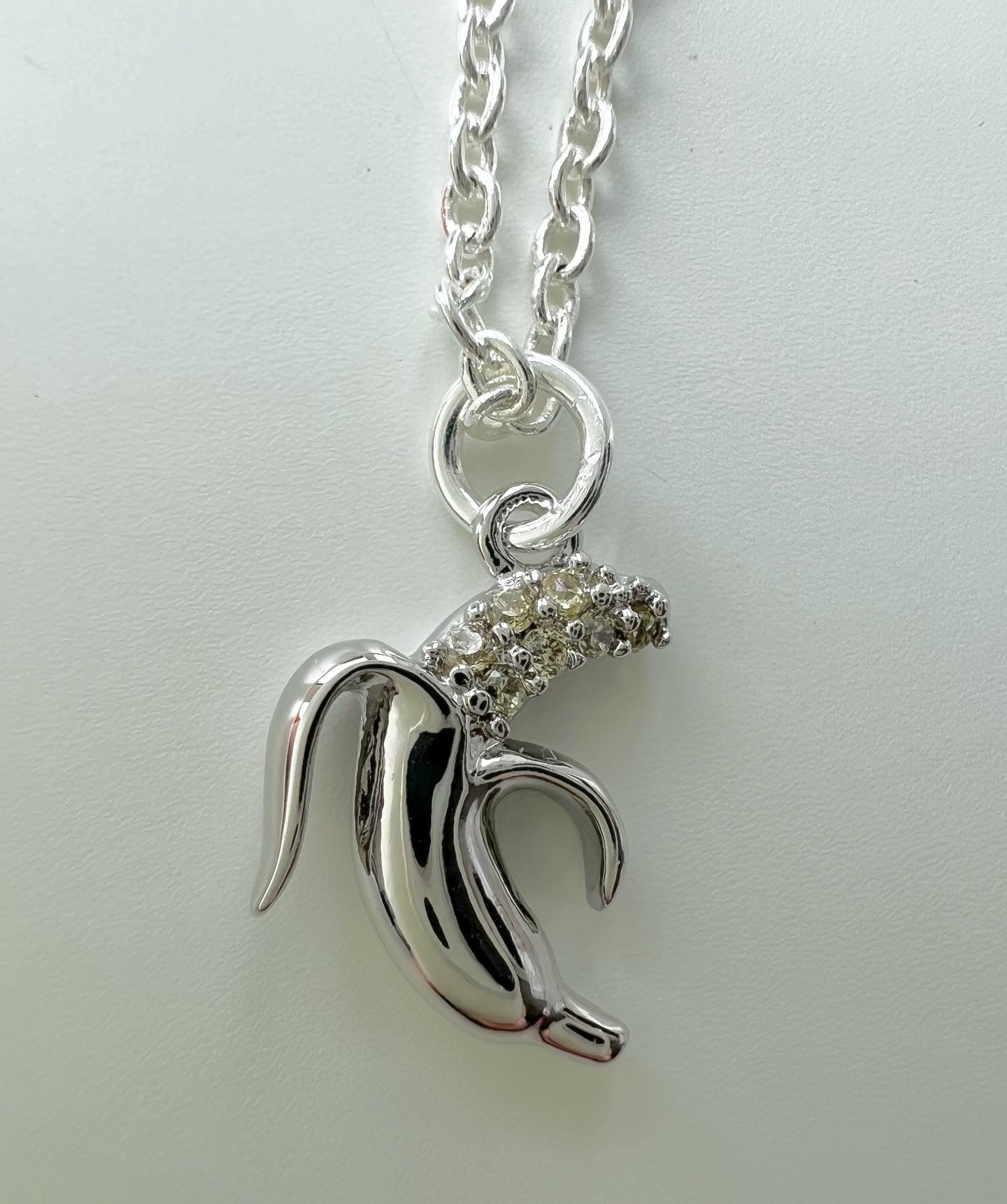 Silver plated banana pendant necklace