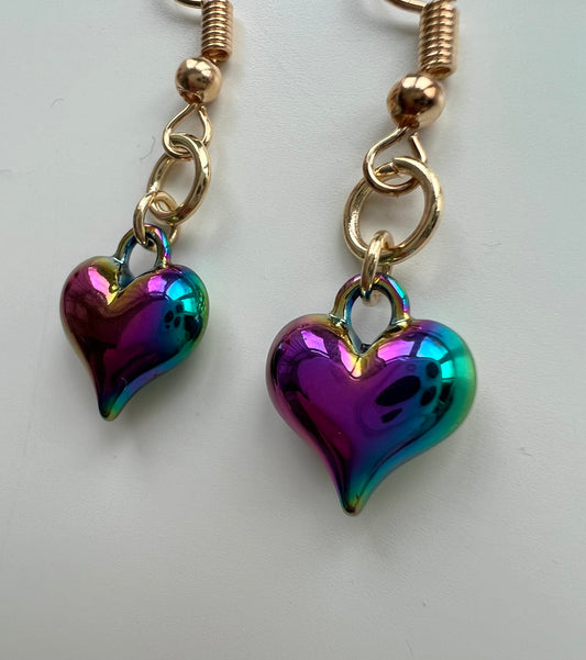 Lustre rainbow bubble heart earrings