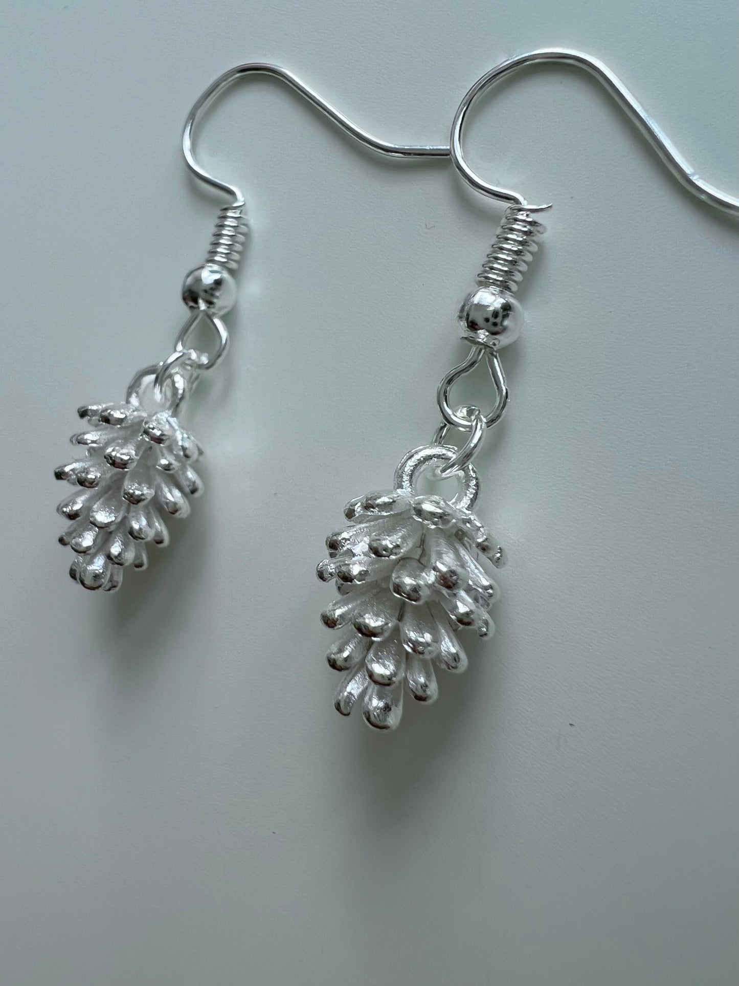 Silver pine cone earrings