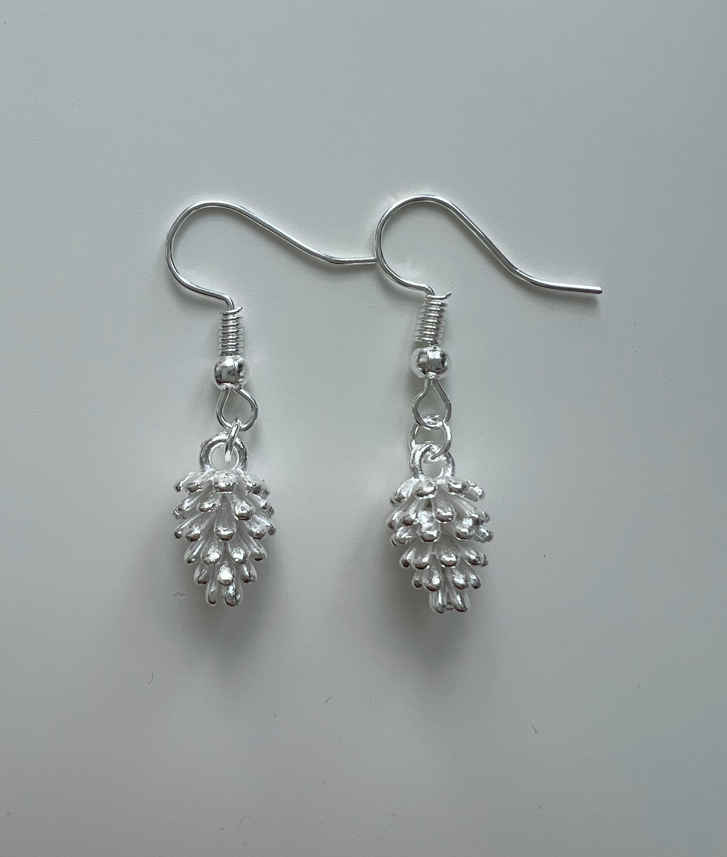 Silver pine cone earrings