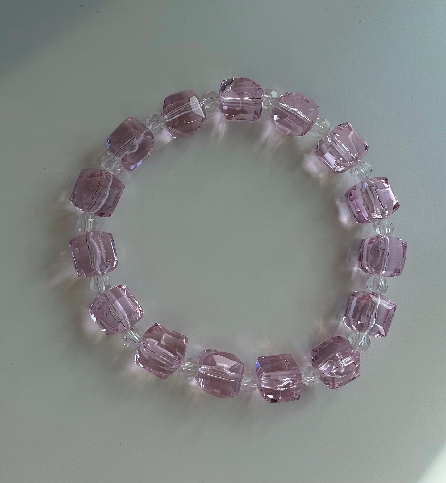 Pink cube stretch bracelet