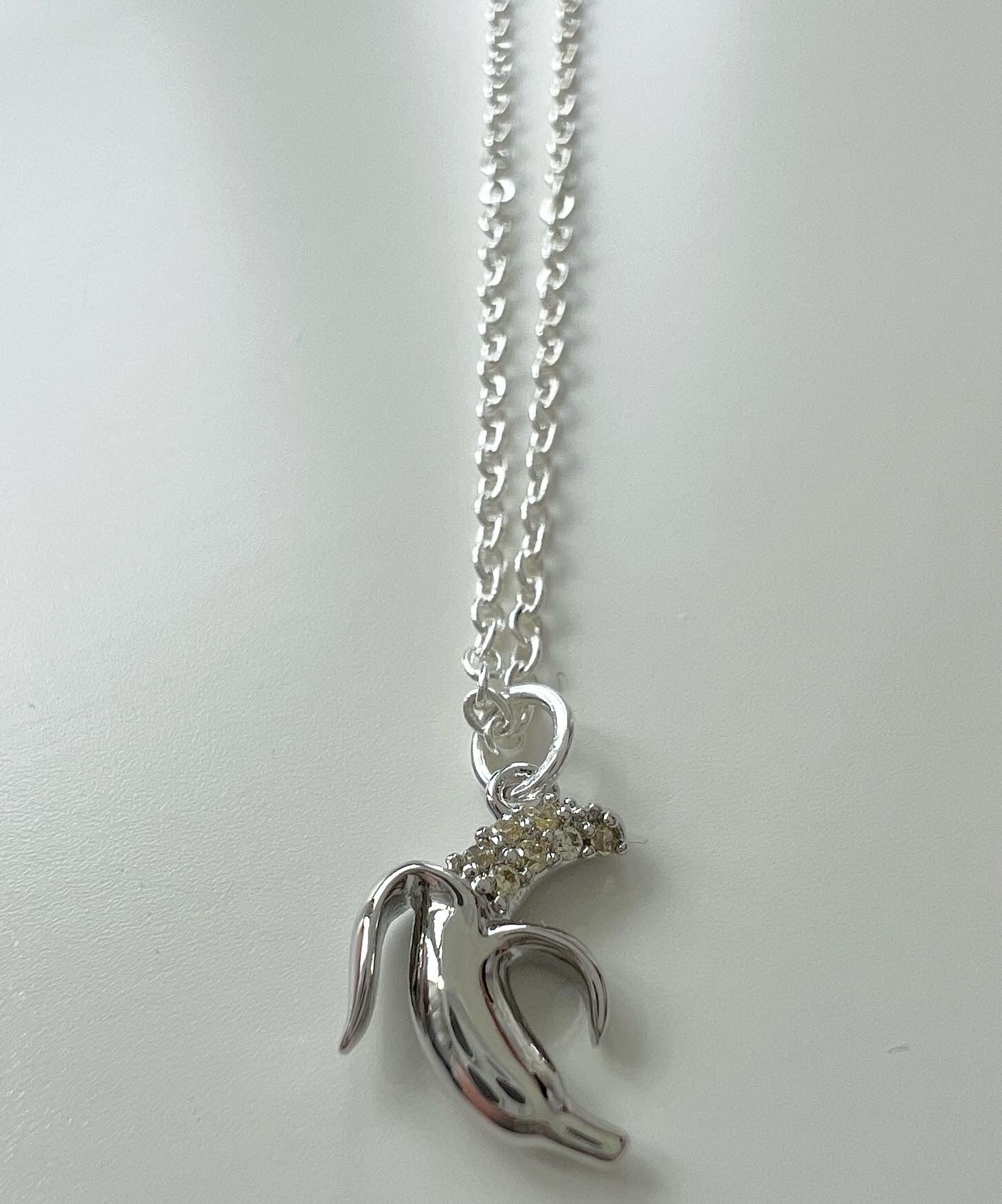 Silver plated banana pendant necklace