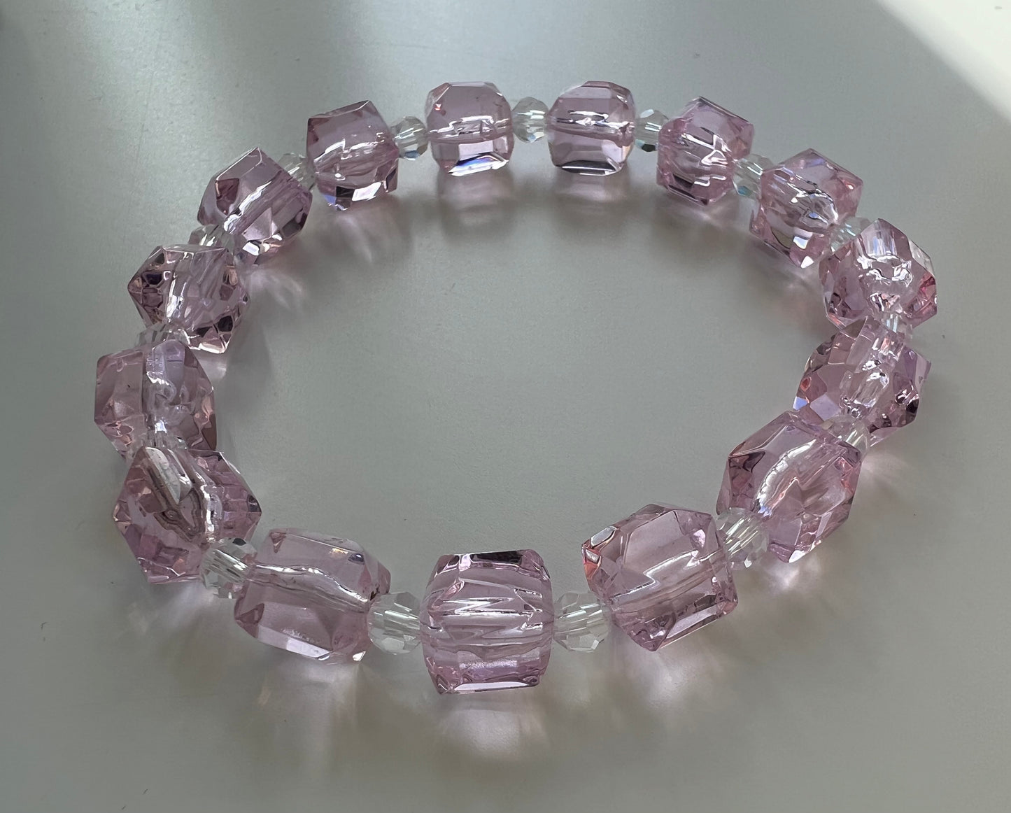 Pink cube stretch bracelet